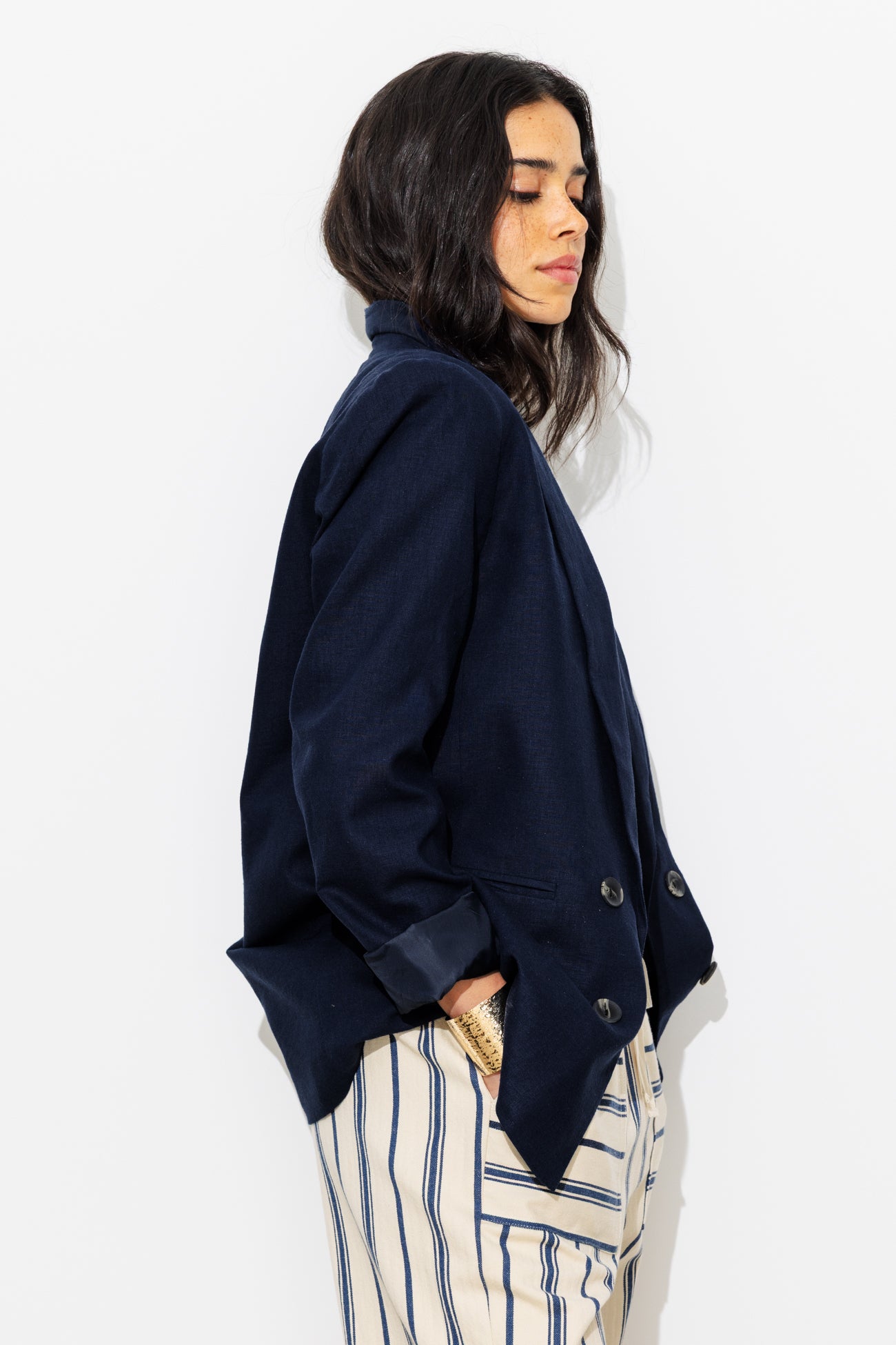 Veste de tailleur lin mélangé - Marine
