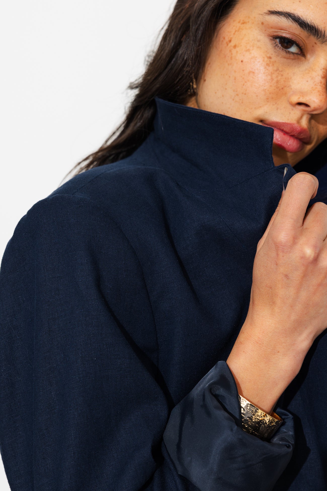 Veste de tailleur lin mélangé - Marine – Image 4
