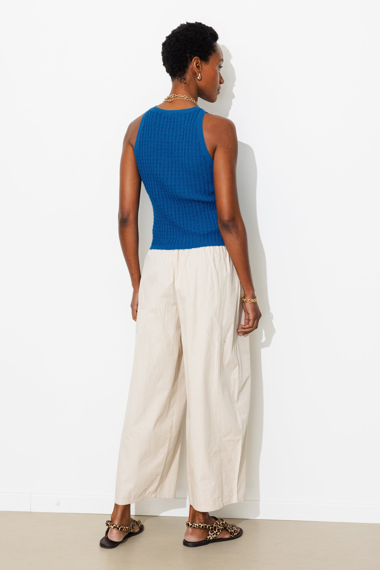 Pull-débardeur maille ajourée - Bleu – Image 3