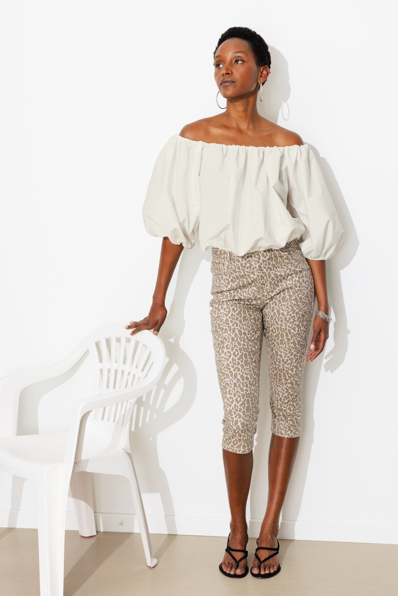 Blouse courte boule unie Femme - Ecru – Image 3