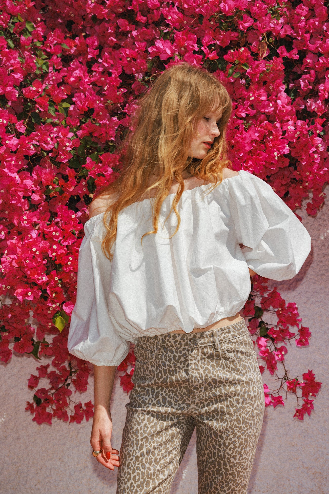 Blouse courte boule unie Femme - Ecru