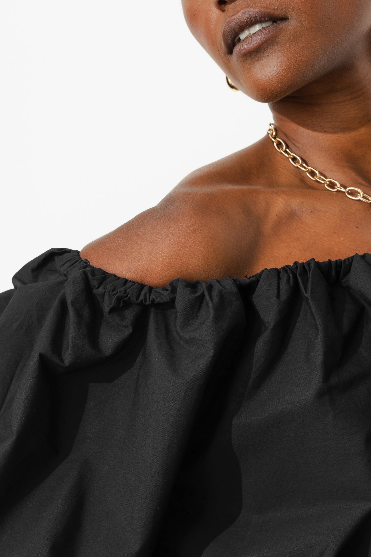 Blouse courte boule unie Femme - Noir – Image 4
