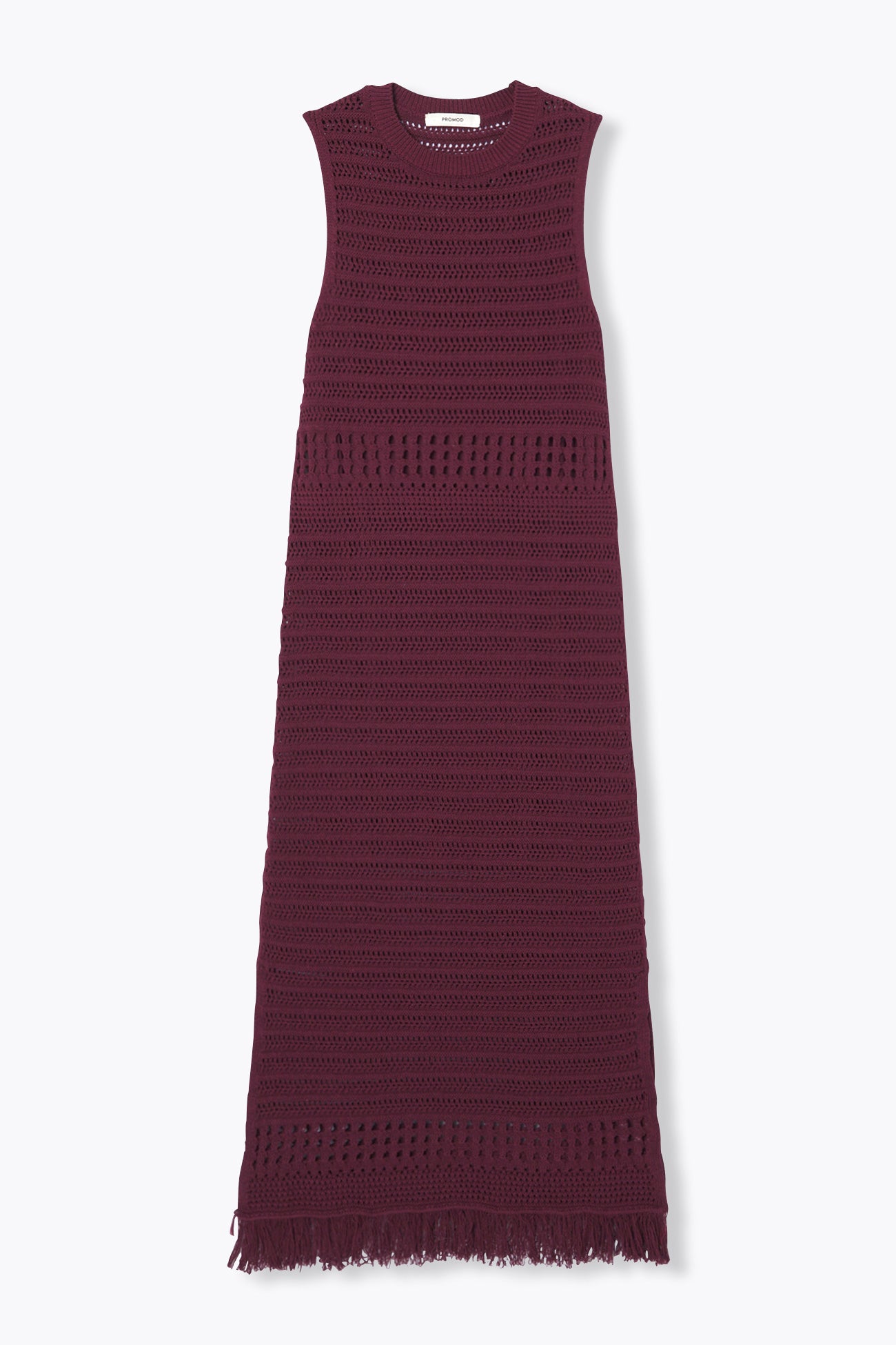 Longue robe frangée en crochet - Bordeaux – Image 7