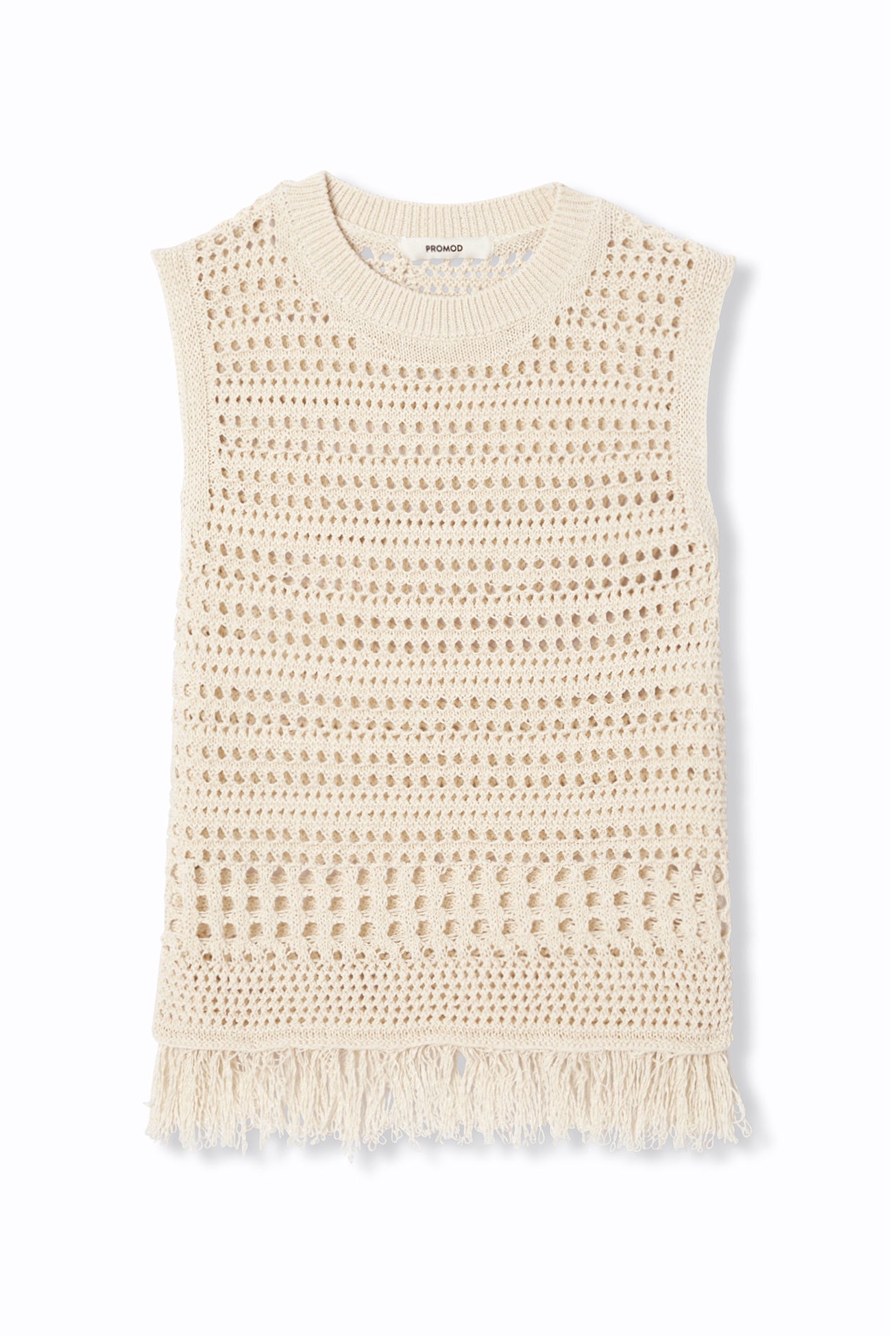 Pull en crochet sans manches - Ecru – Image 6
