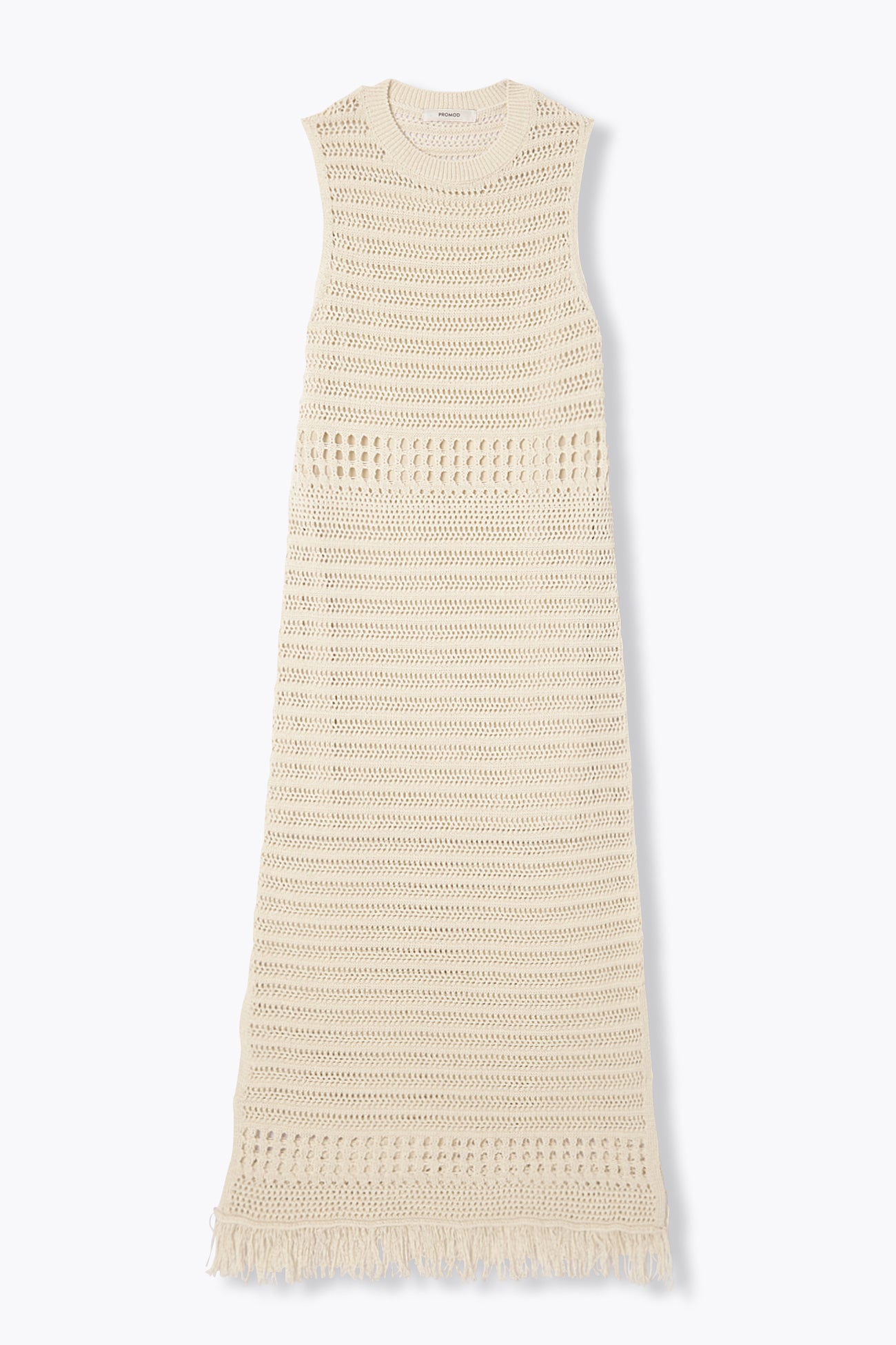 Longue robe frangée en crochet - Ecru – Image 7