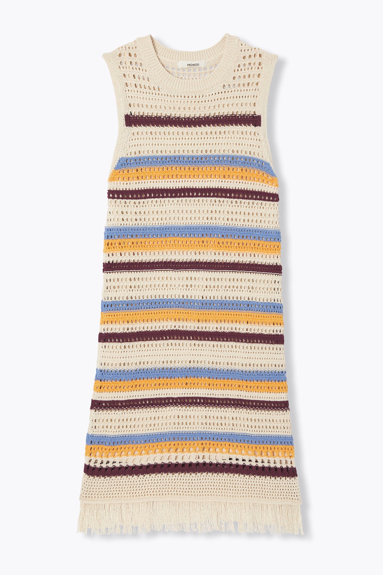 Robe rayée en crochet frangé - Rayures multicolores – Image 7