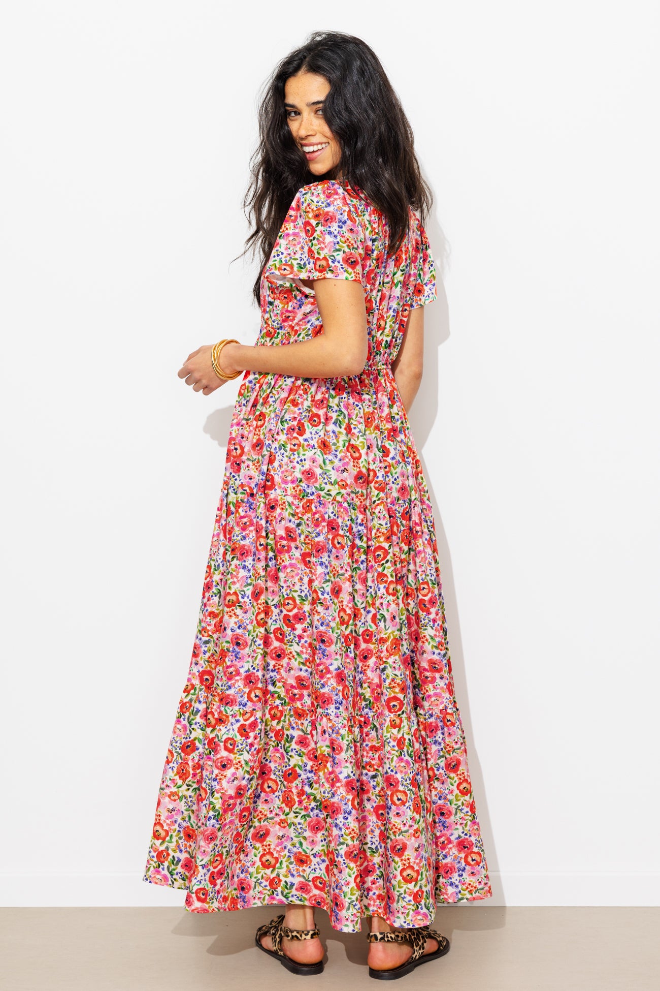 Robe longue à fleurs Femme - Imprimé écru – Image 3
