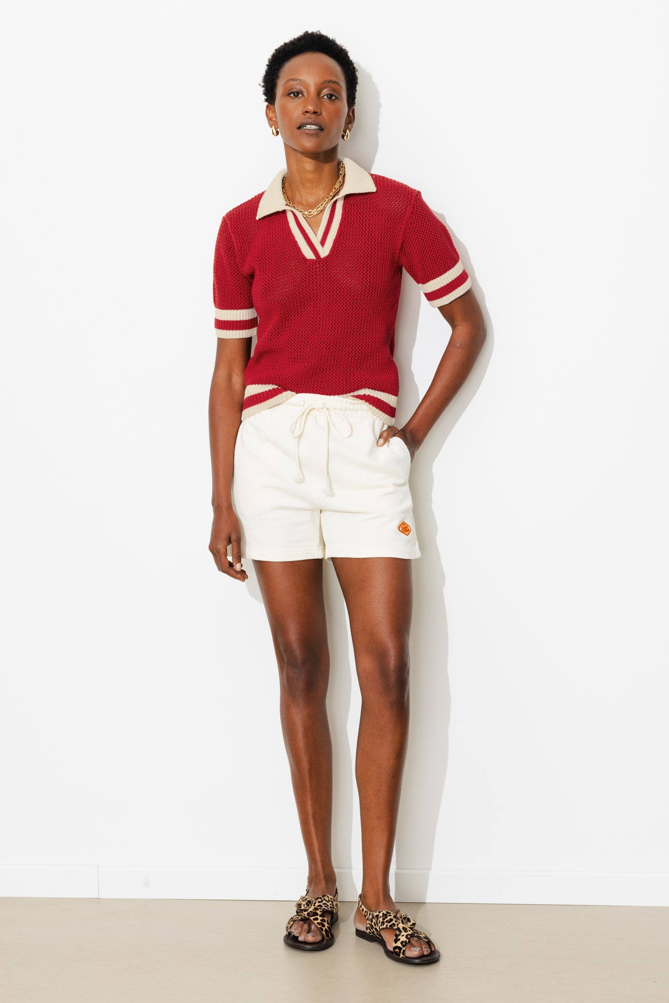 Pull polo en crochet Femme - Rouge – Image 2