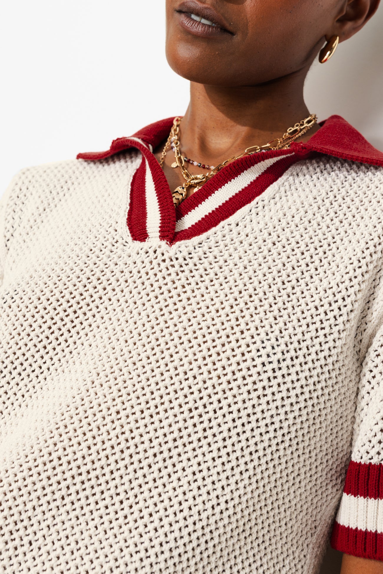 Pull polo en crochet Femme - Ecru – Image 4
