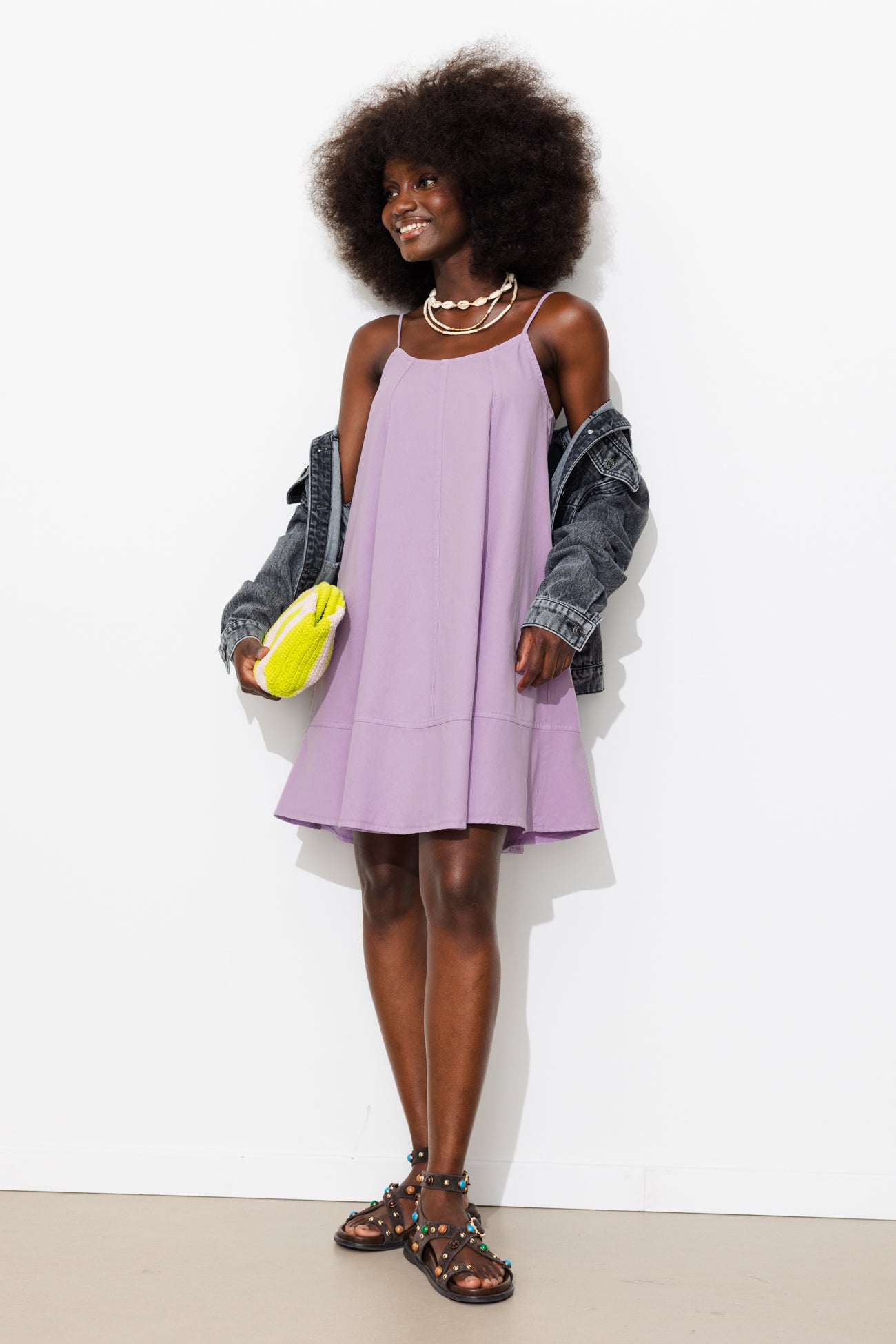 Robe courte à fines bretelles - Violet – Image 3