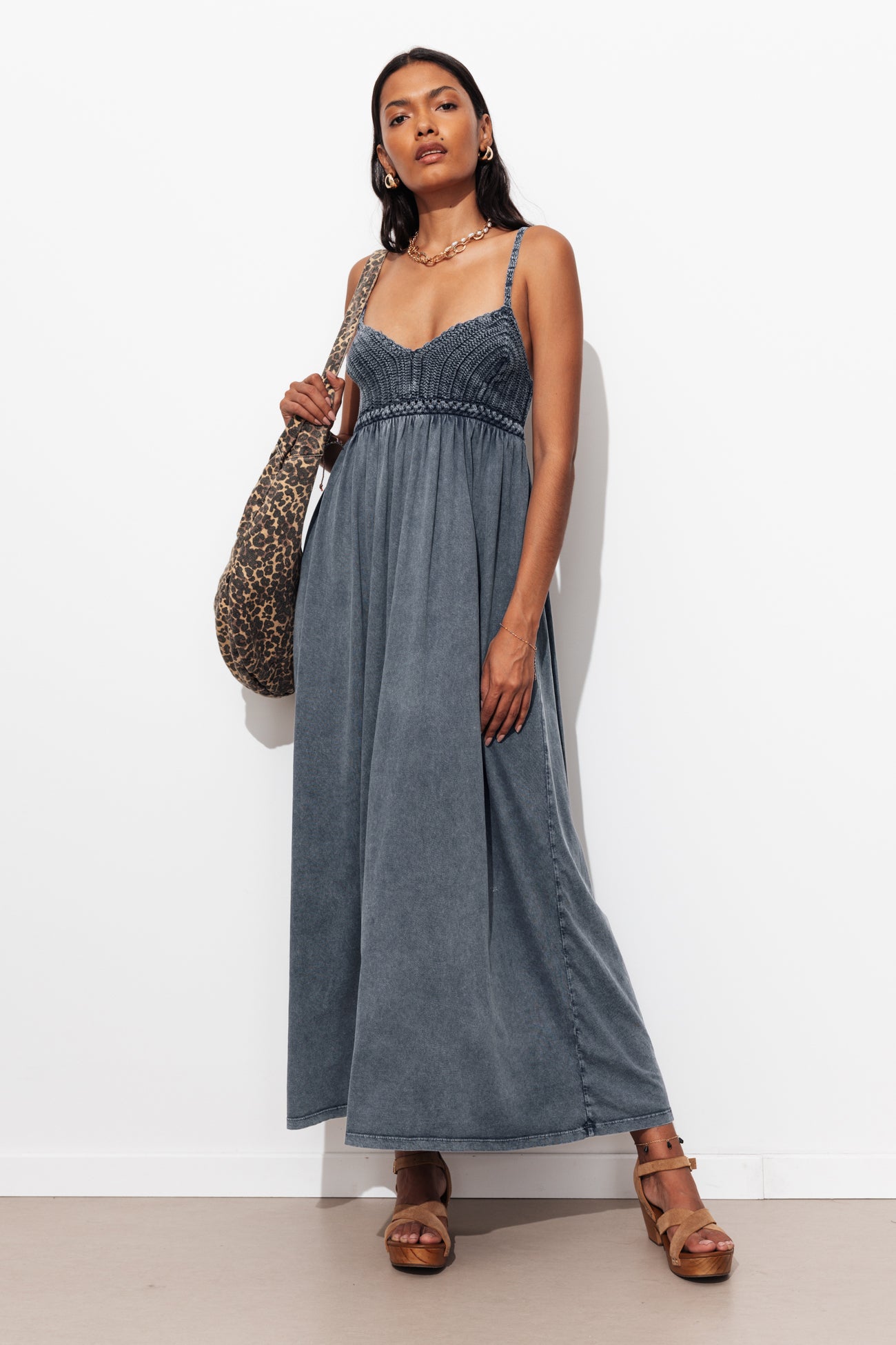 Robe en crochet et jersey - Marine – Image 2