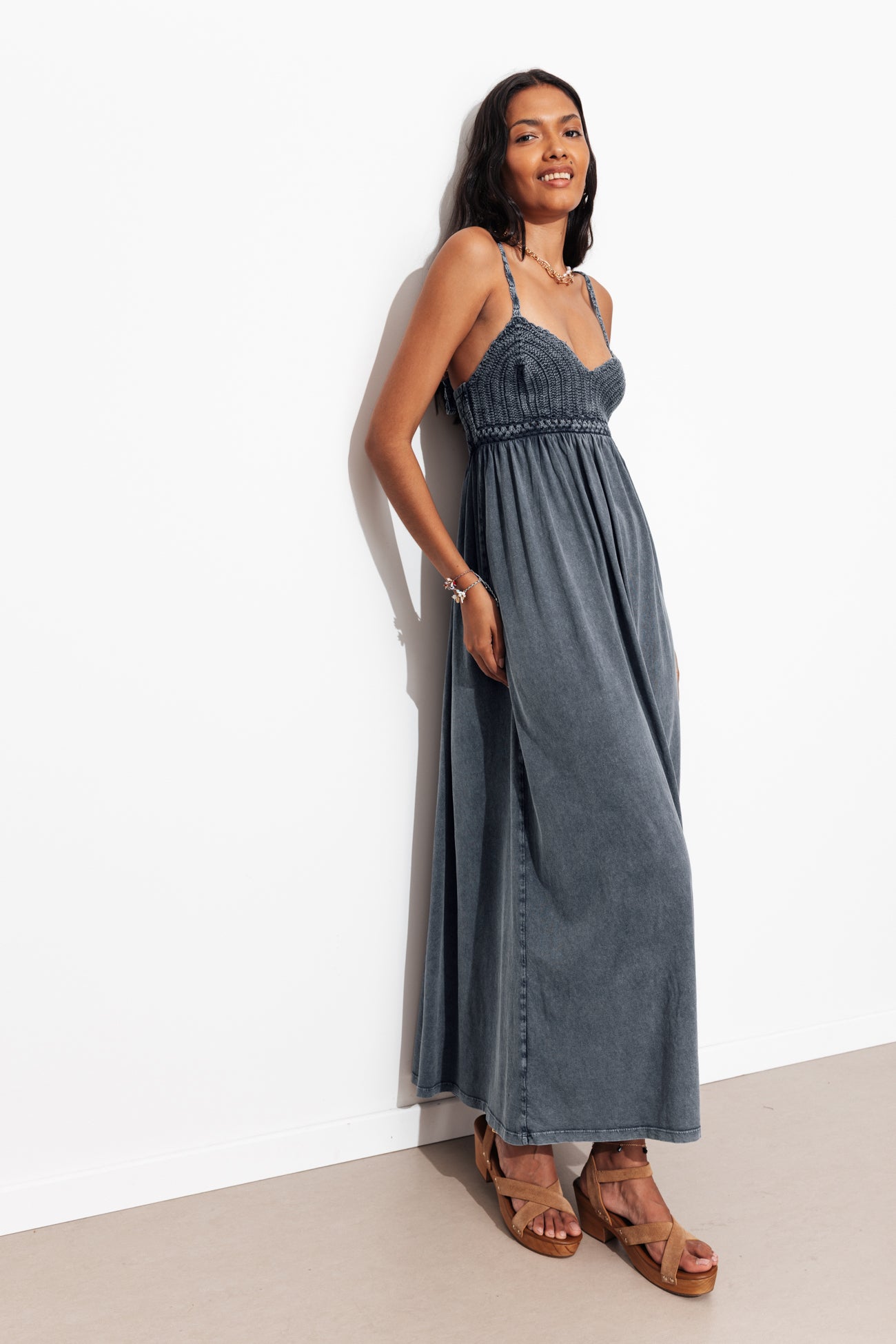 Robe en crochet et jersey - Marine