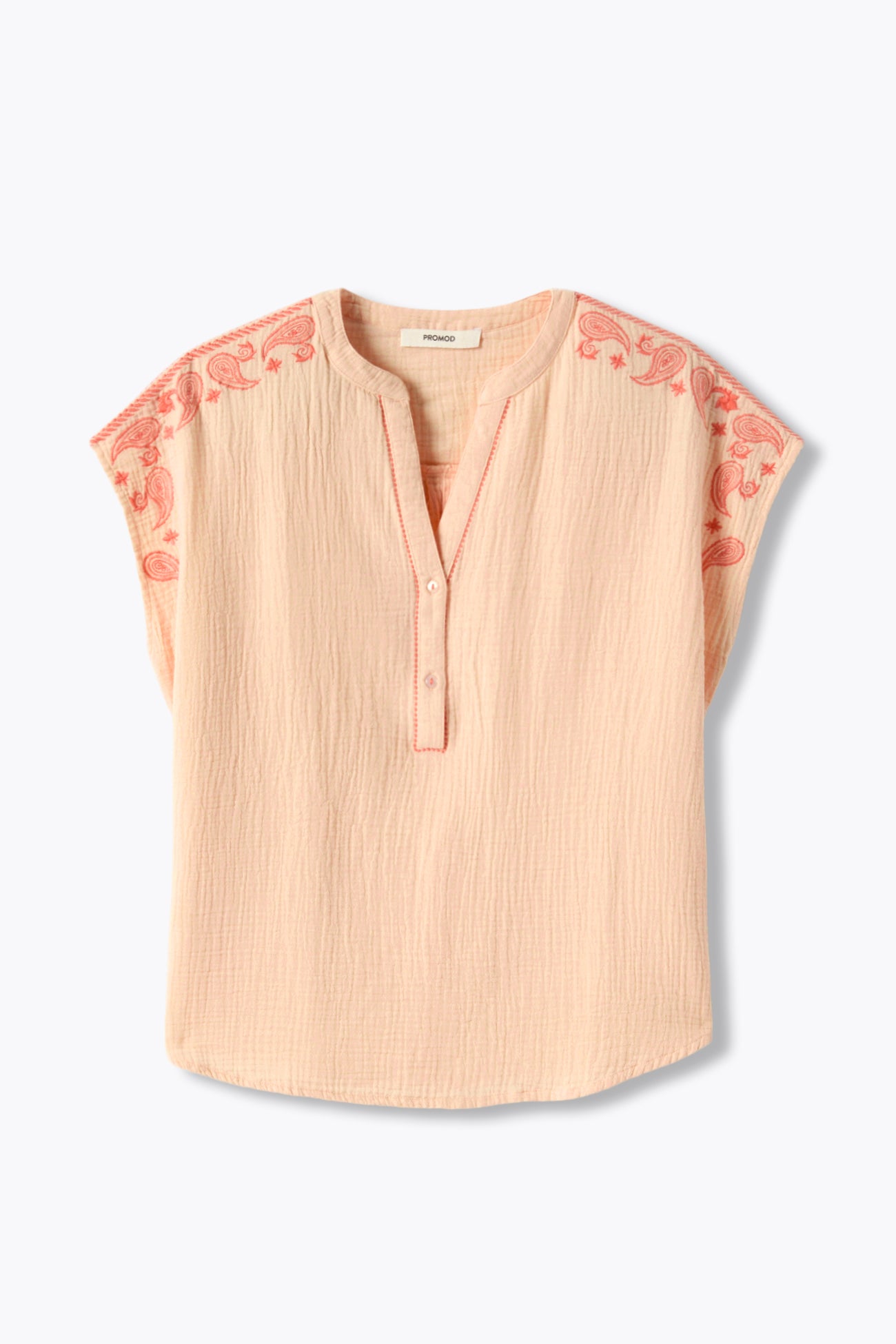 Blouse brodée en gaze de coton - Abricot – Image 5