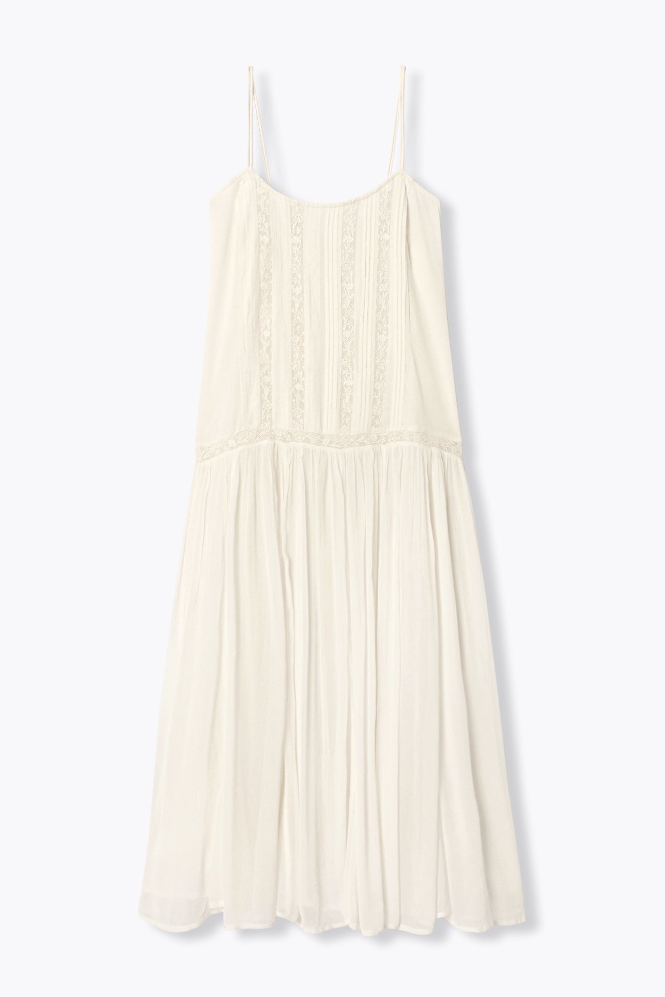 Robe longue à fines bretelles – Ecru