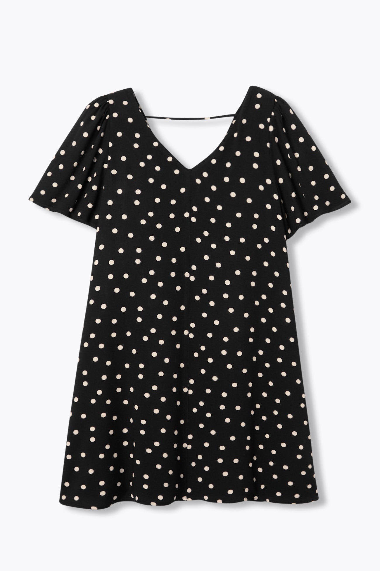 Robe courte à pois Femme – Imprimé noir