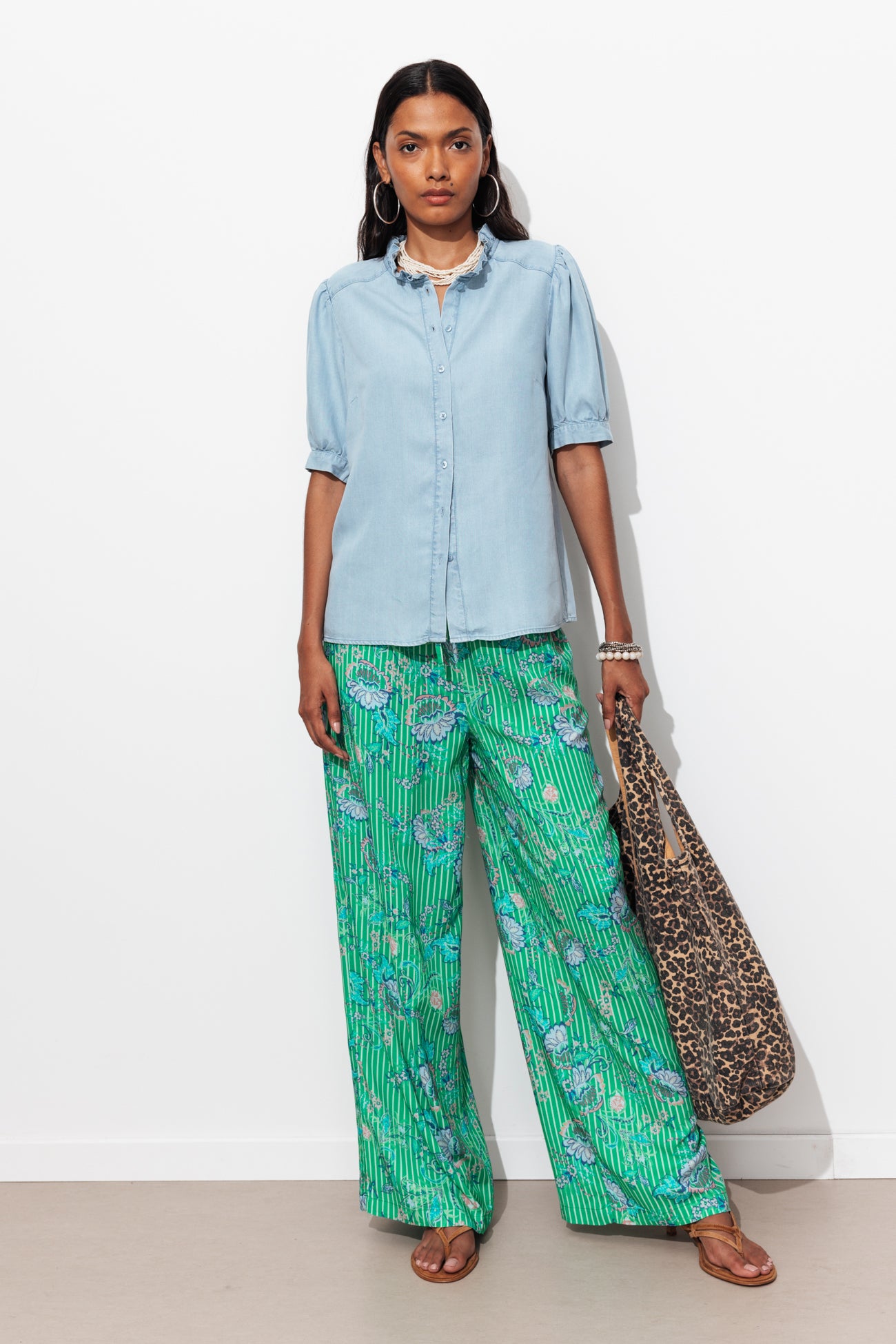 Pantalon large imprimé Femme – Imprimé vert