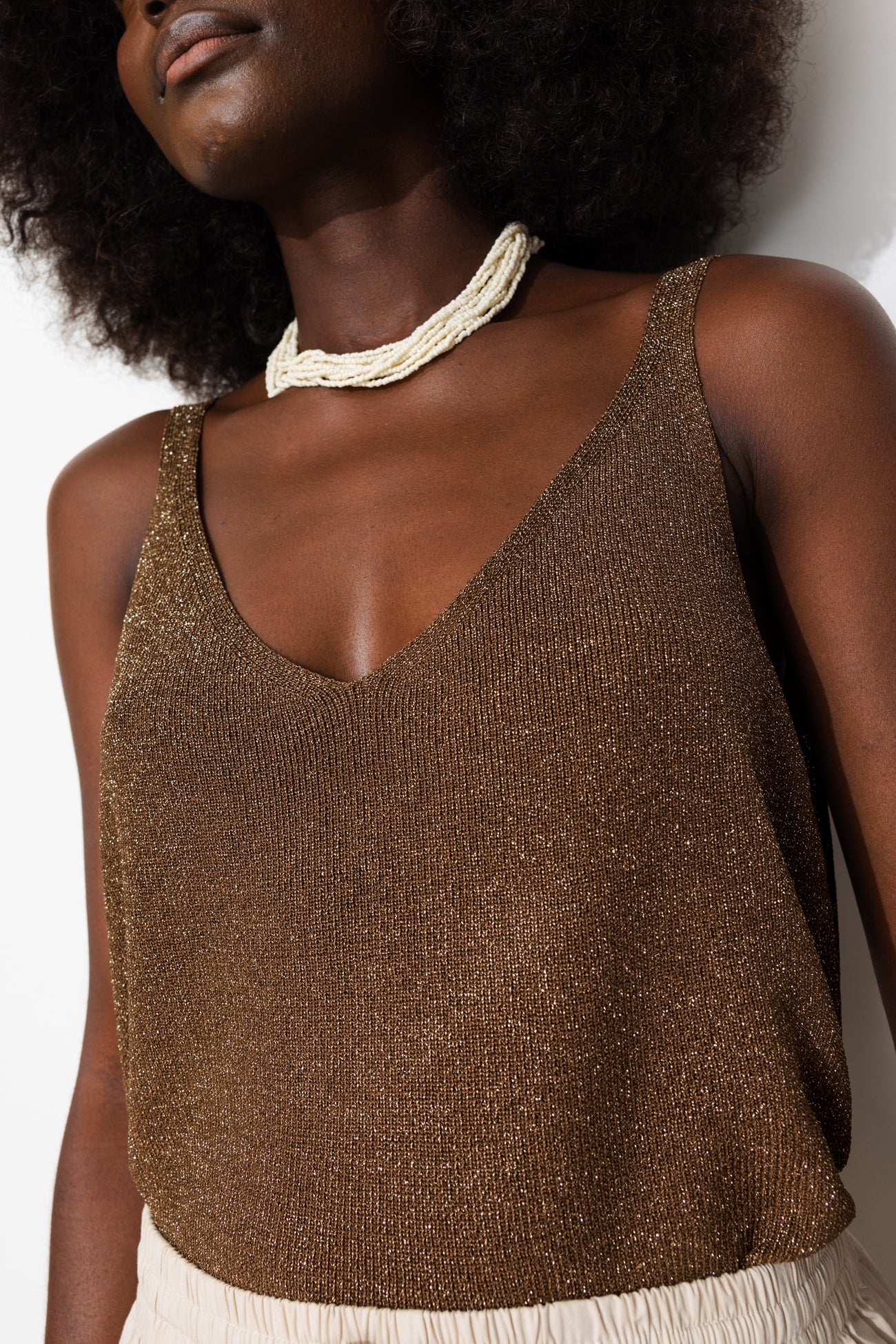 Pull-débardeur pailleté Femme - Marron – Image 4