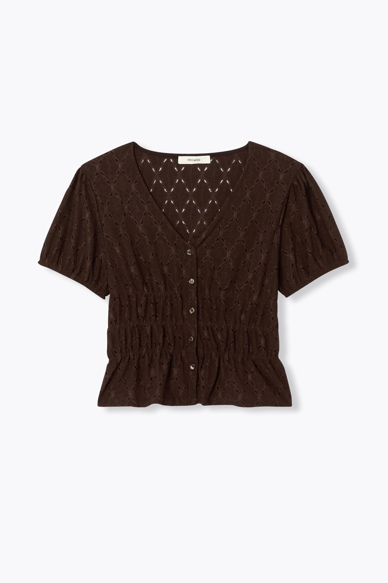 T-shirt smocké ajouré Femme - Marron – Image 5