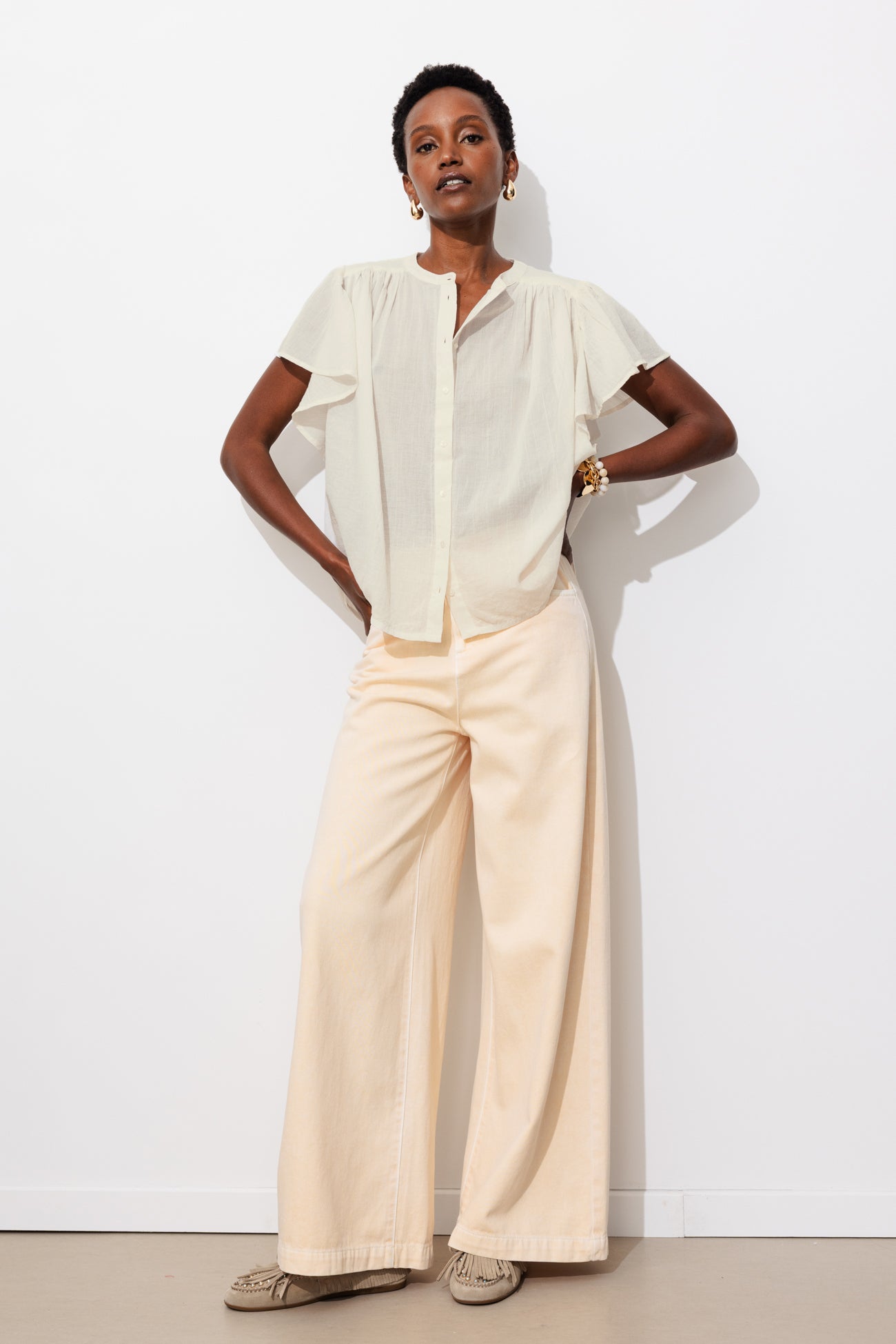 Chemise en cotonnade unie - Ecru – Image 4