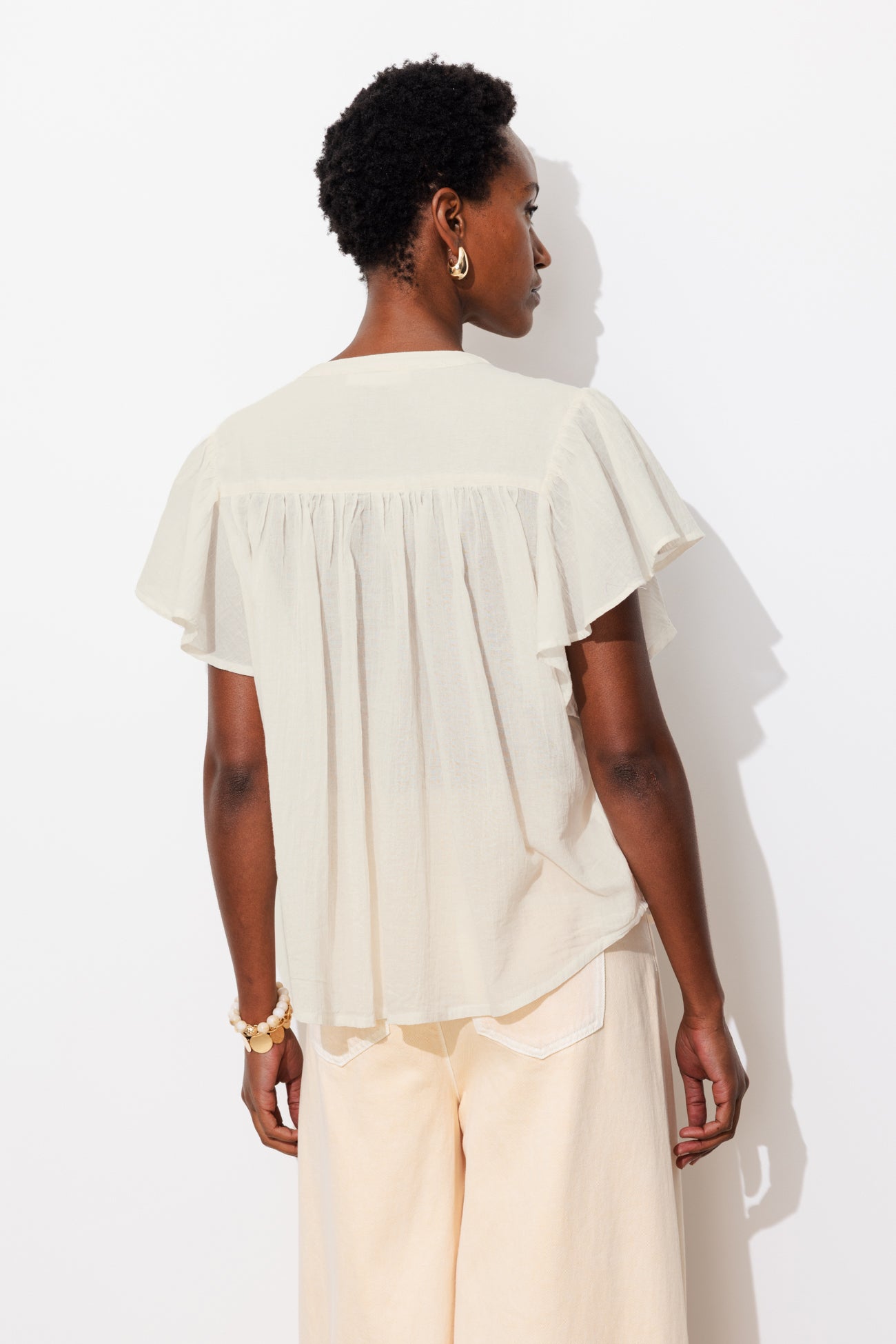 Chemise en cotonnade unie - Ecru – Image 5
