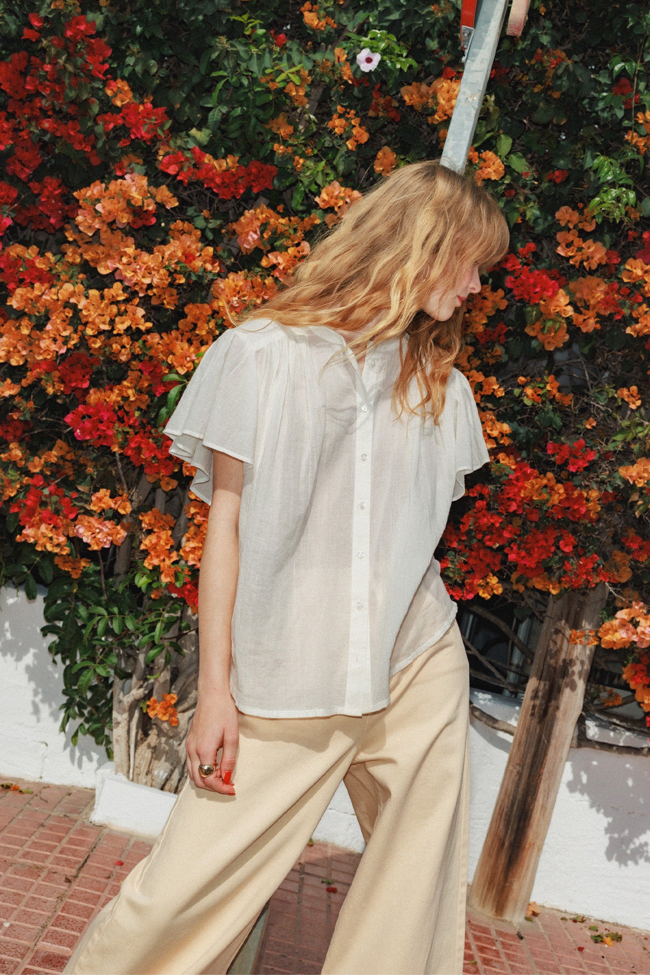 Chemise en cotonnade unie - Ecru