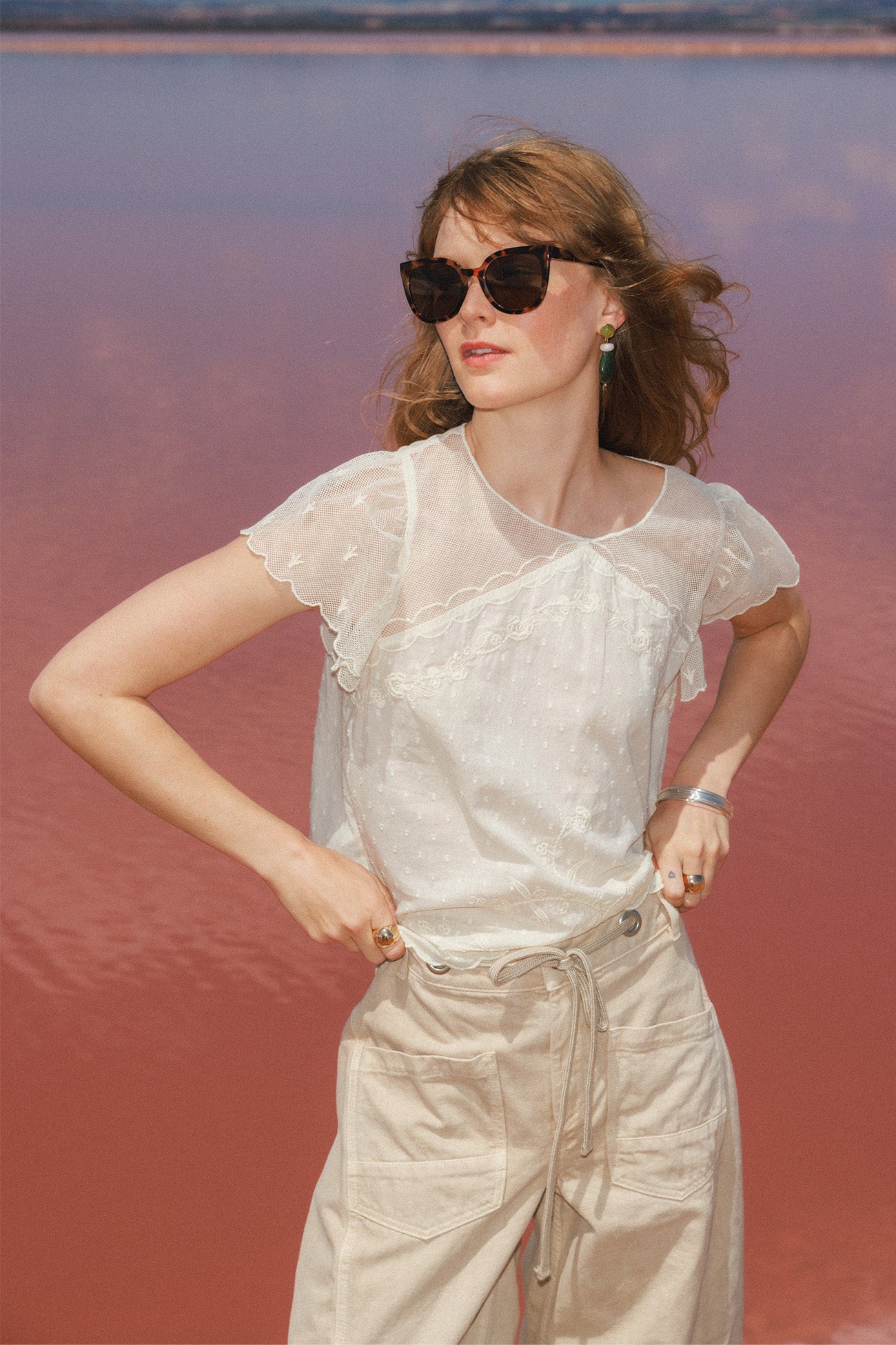 Blouse brodée Femme – Ecru