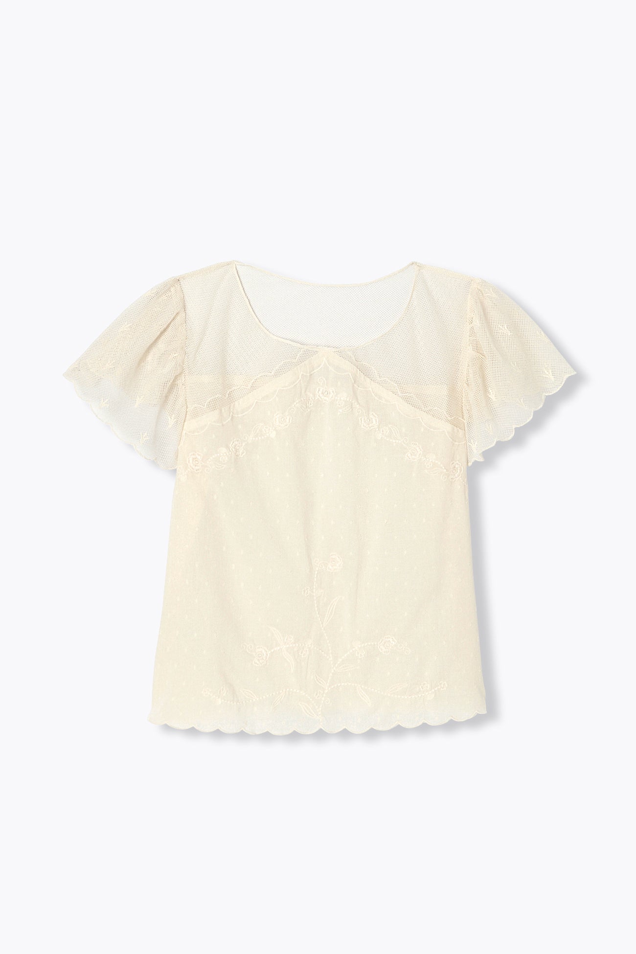 Blouse brodée Femme – Ecru