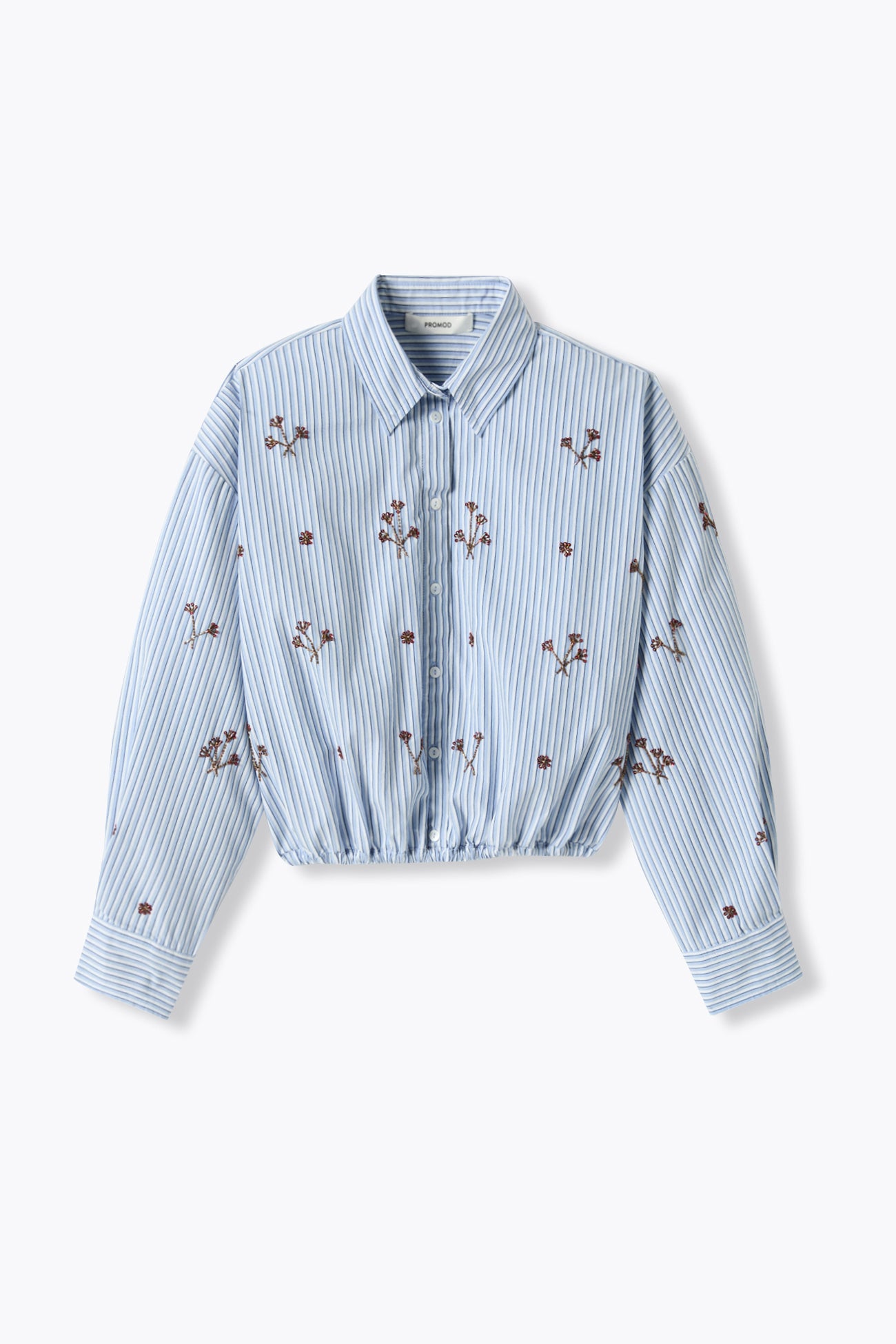 Chemise boule rayée et perlée – Rayé bleu