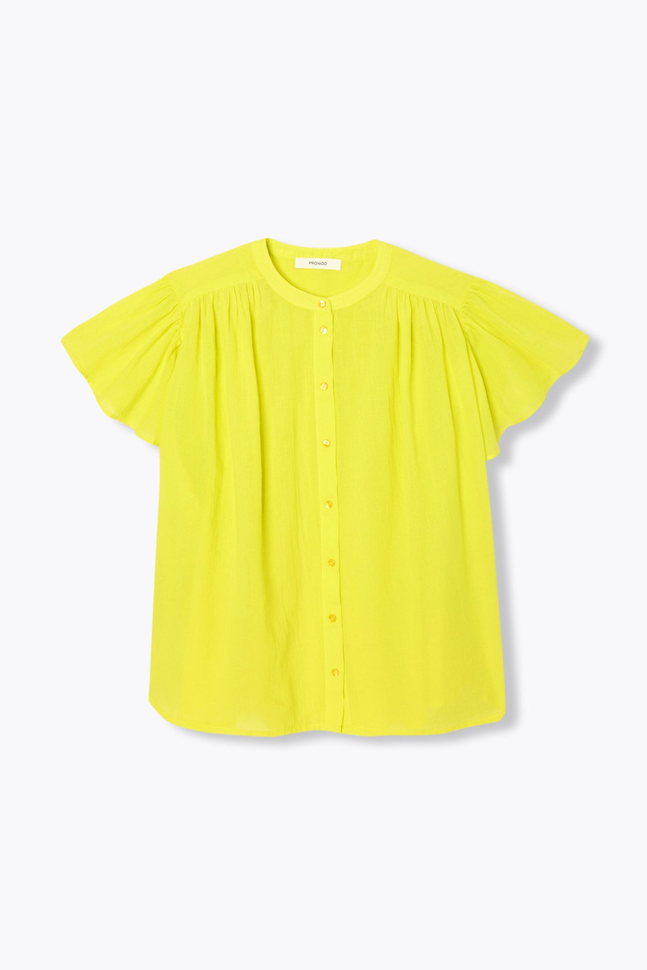 Chemise en cotonnade unie – Jaune fluo