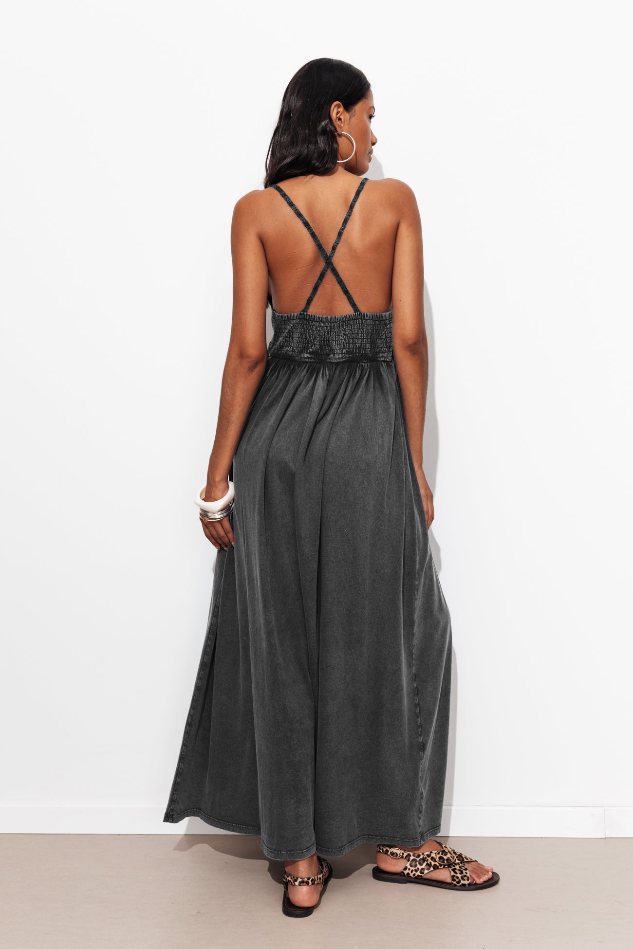 Robe en crochet et jersey - Noir – Image 3