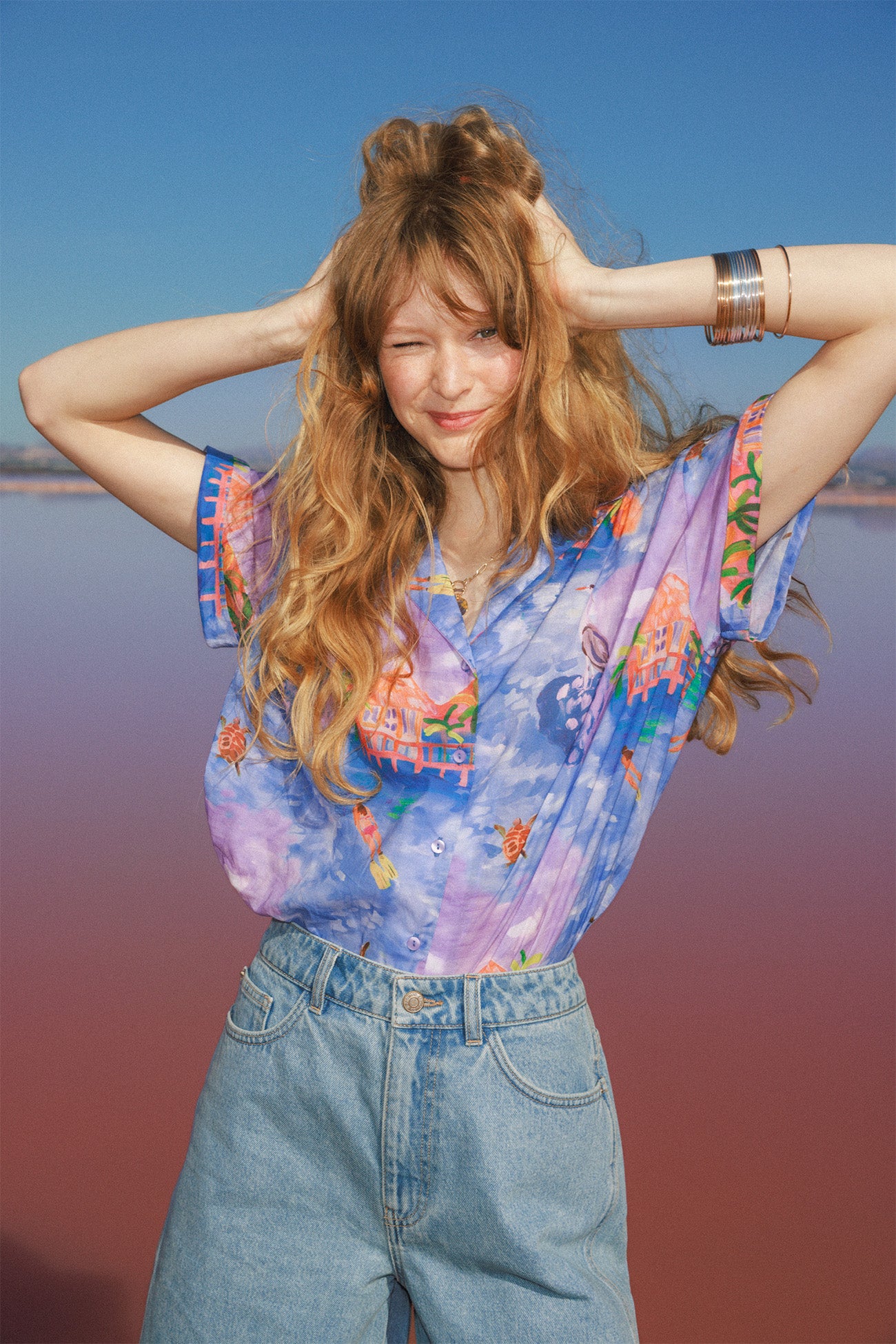 Chemise motif paysage Femme - Imprimé multicolore