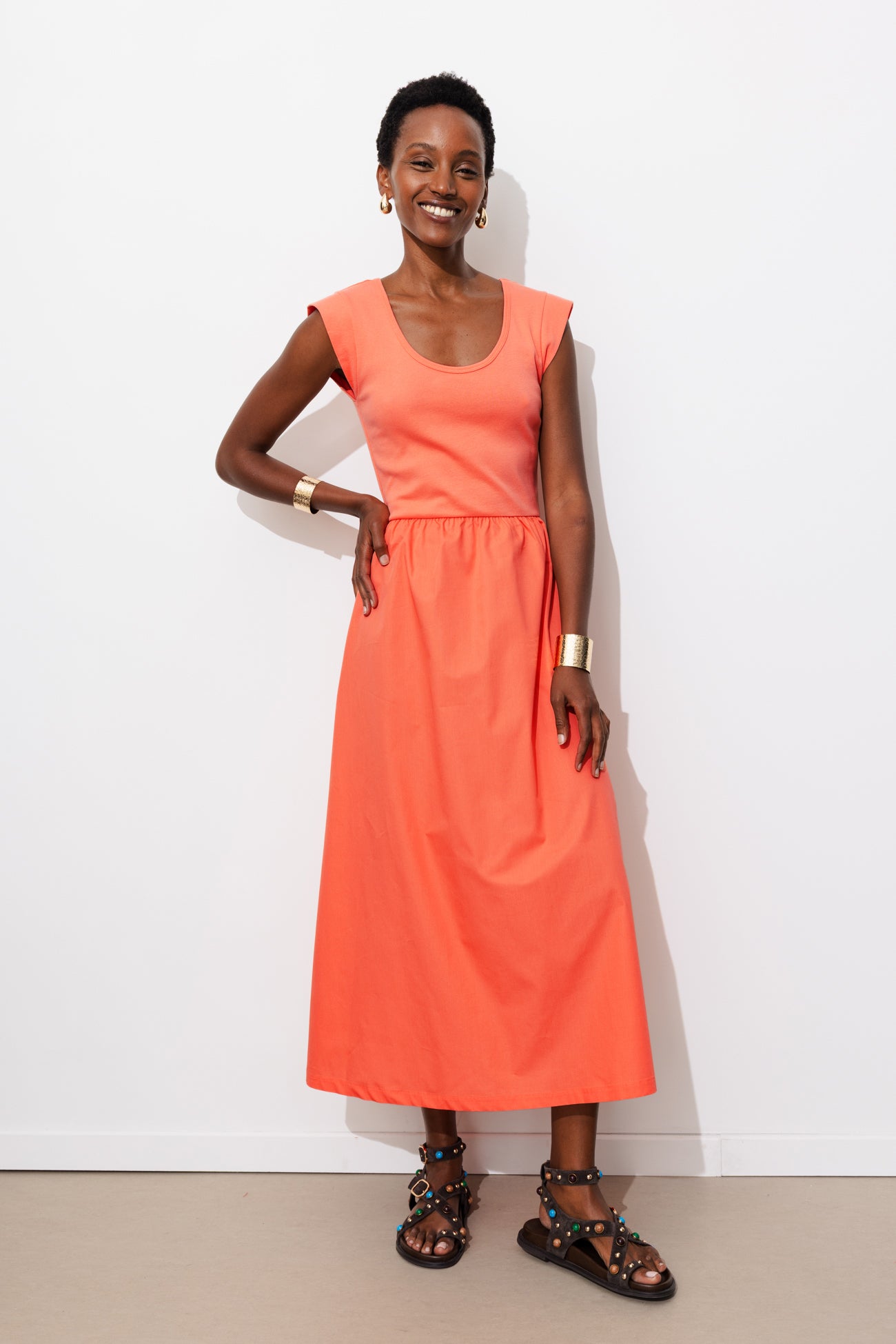 Robe-débardeur unie Femme – Corail