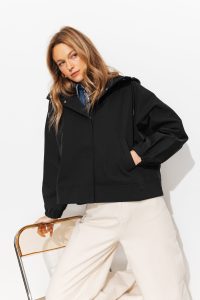 Blouson coupe-vent à capuche – Noir