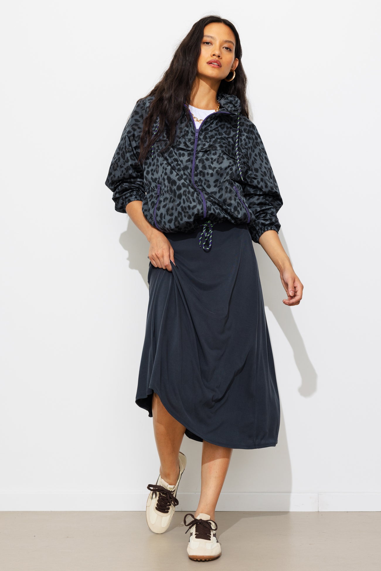 Blouson coupe-vent Femme – Imprimé noir