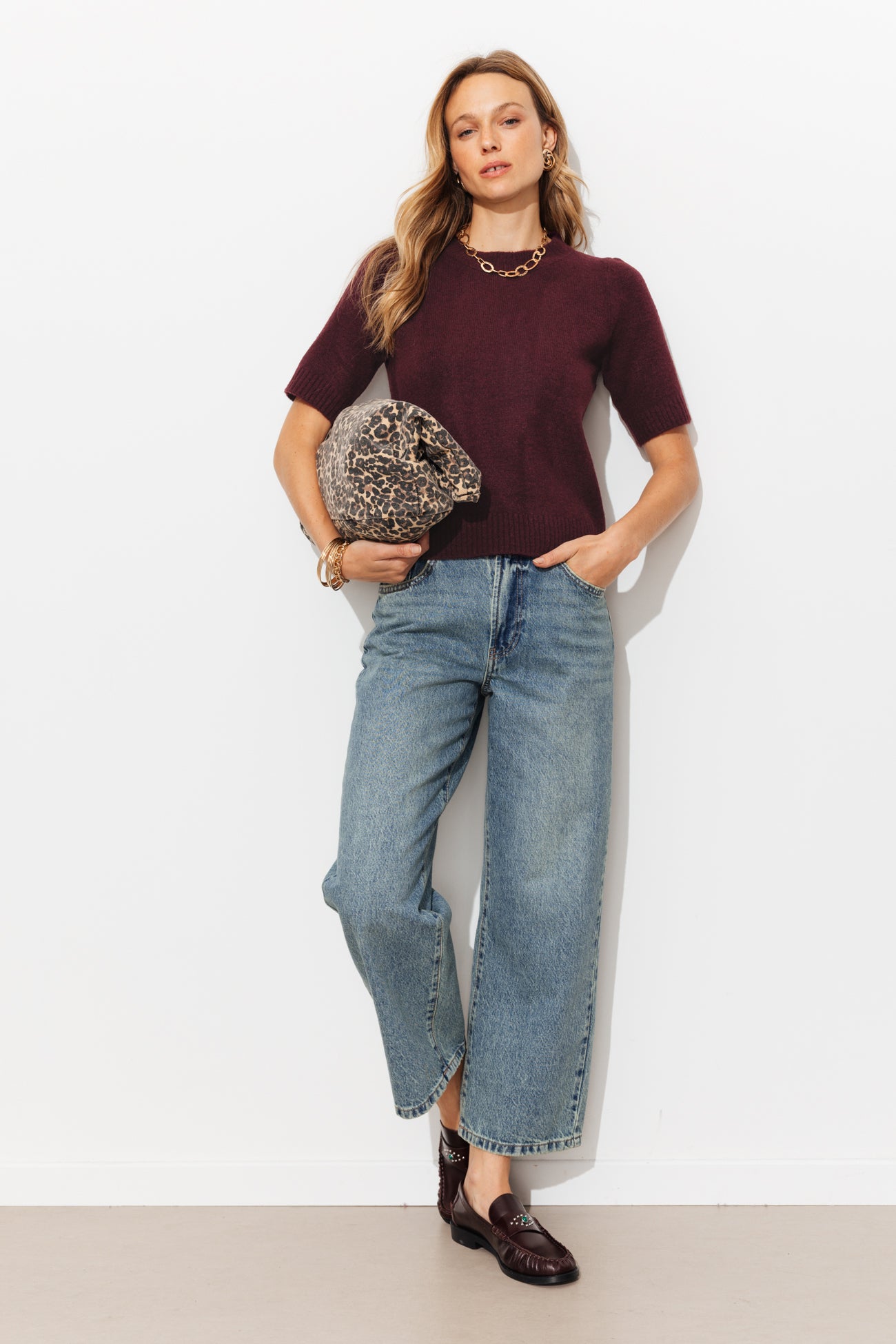 Pull manches courtes Femme - Bordeaux – Image 2