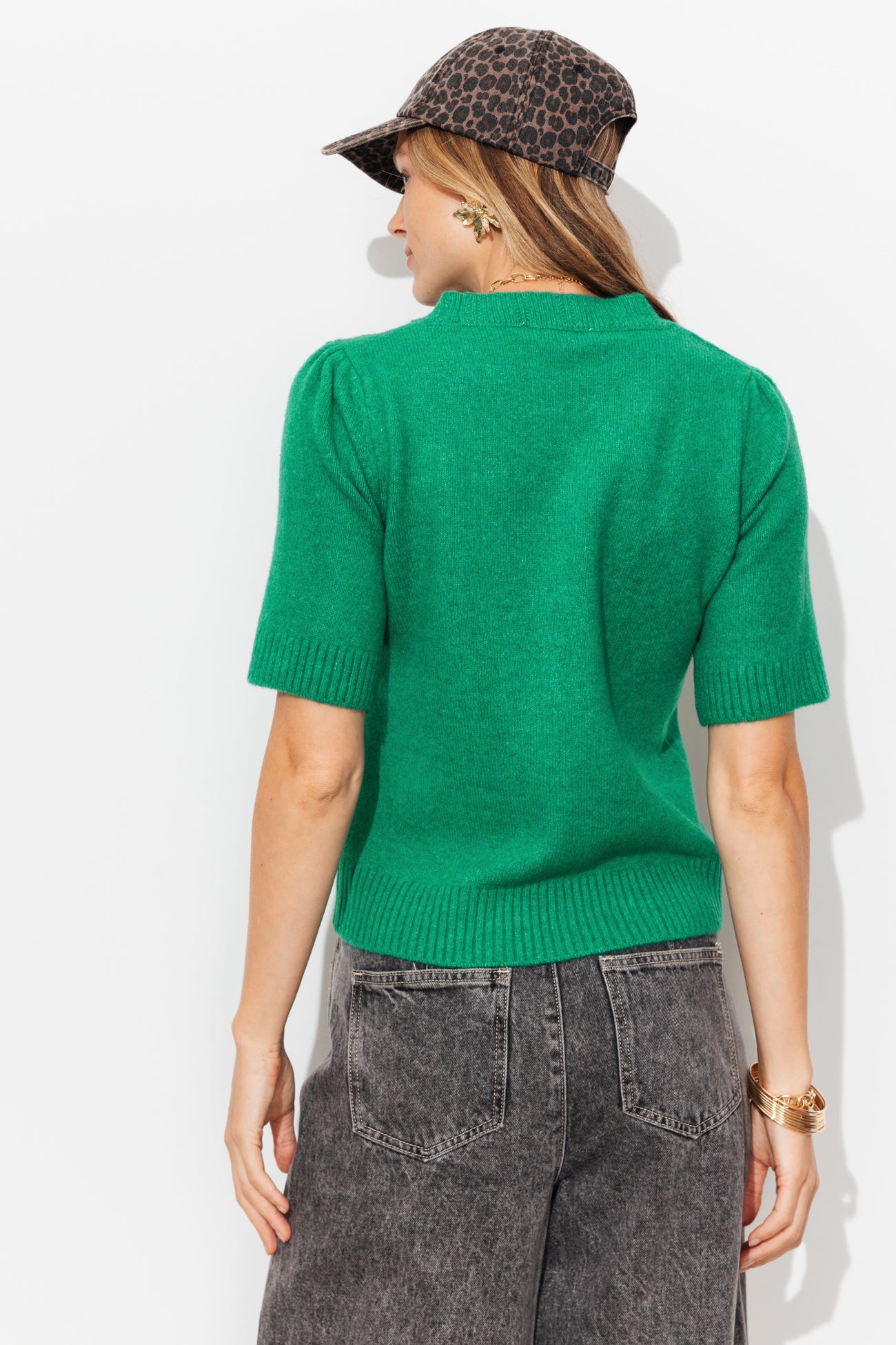 Pull manches courtes Femme - Vert clair – Image 3