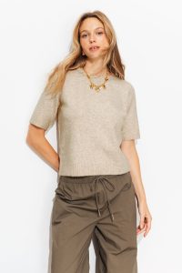 Pull manches courtes Femme – Beige
