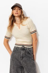 Pull polo manches courtes – Ecru
