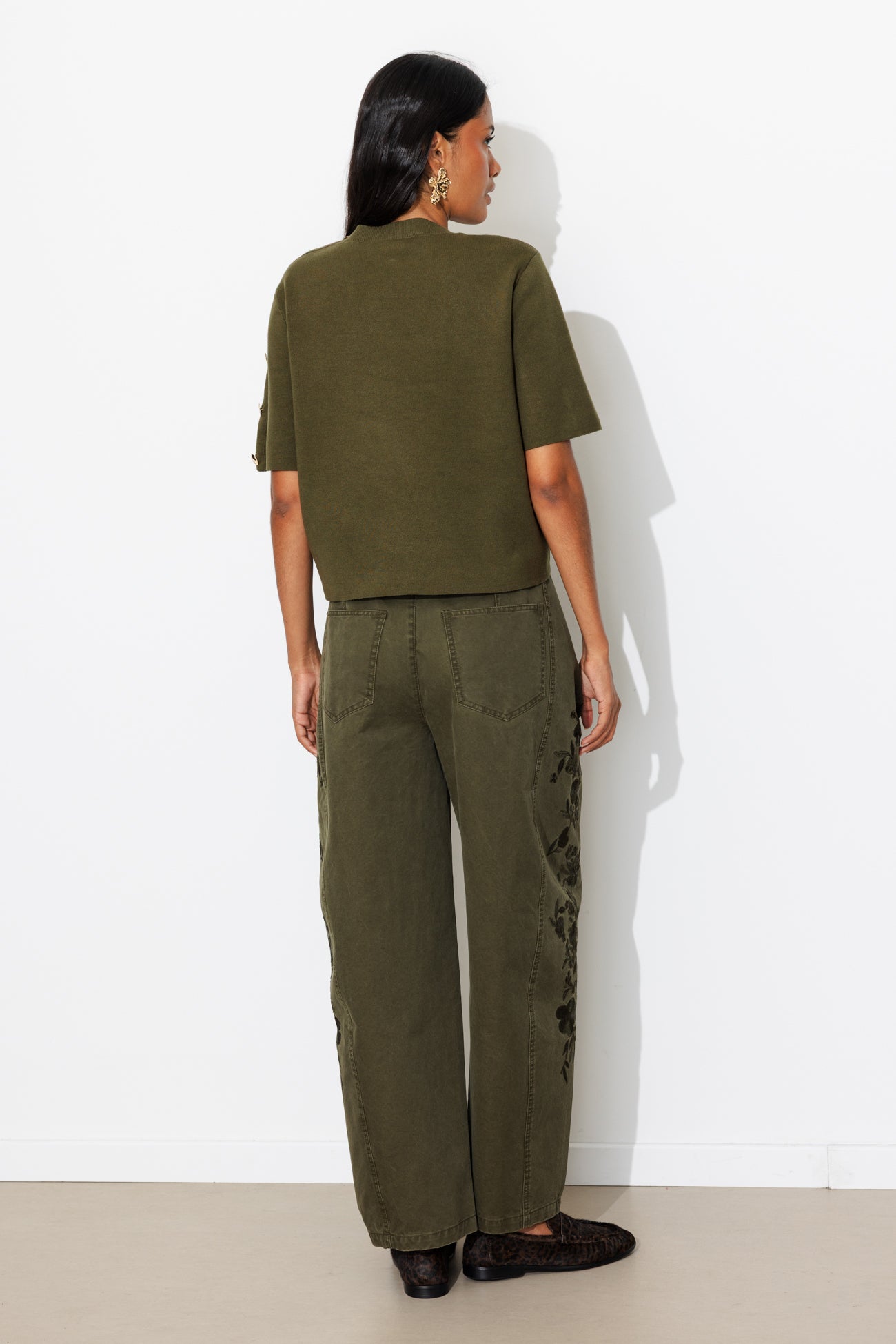 Pull manches courtes Femme - Kaki – Image 3