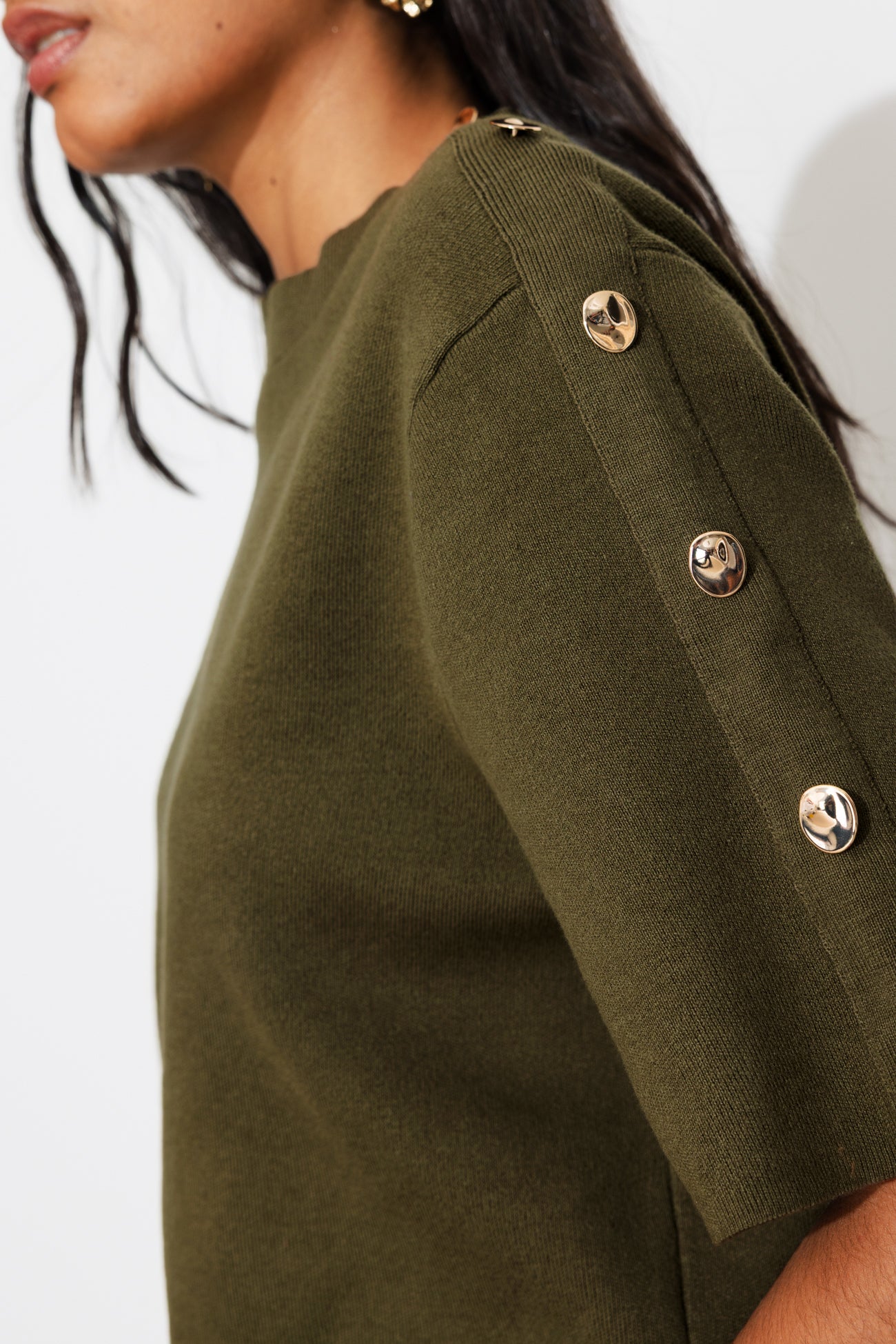 Pull manches courtes Femme - Kaki – Image 4