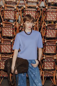 Pull manches courtes Femme – Bleu ciel