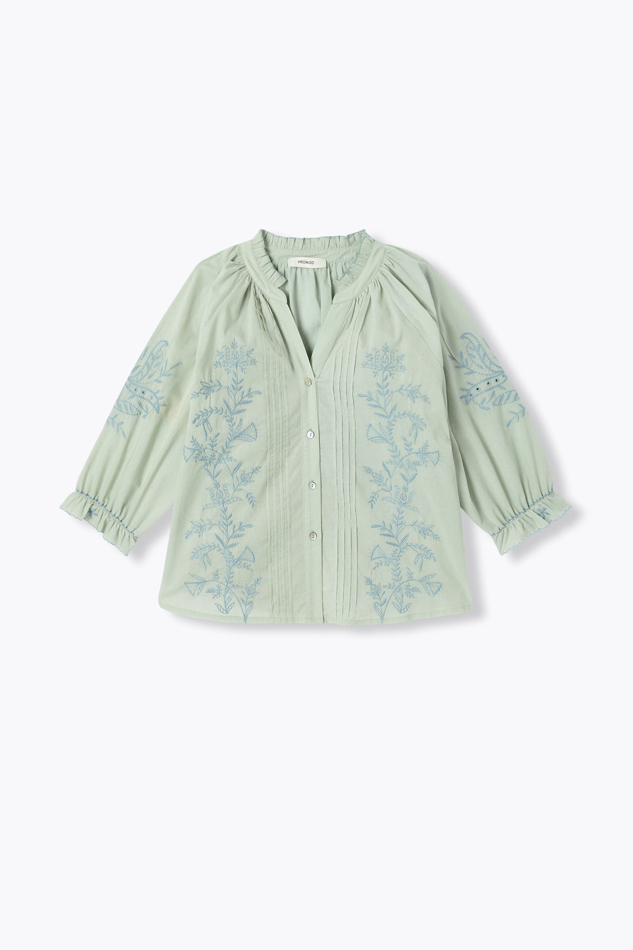 Blouse brodée Femme - Bleu mer du sud clair – Image 7