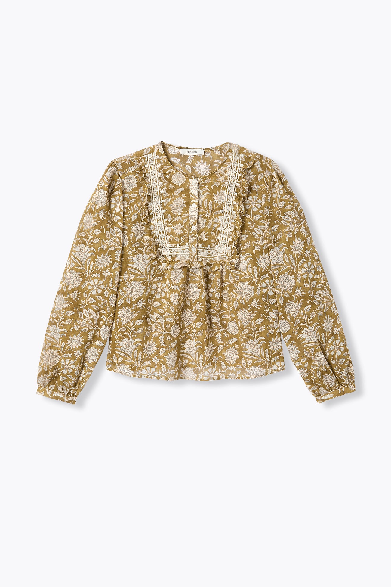 Blouse fleurie à plastron - Imprimé vert – Image 5