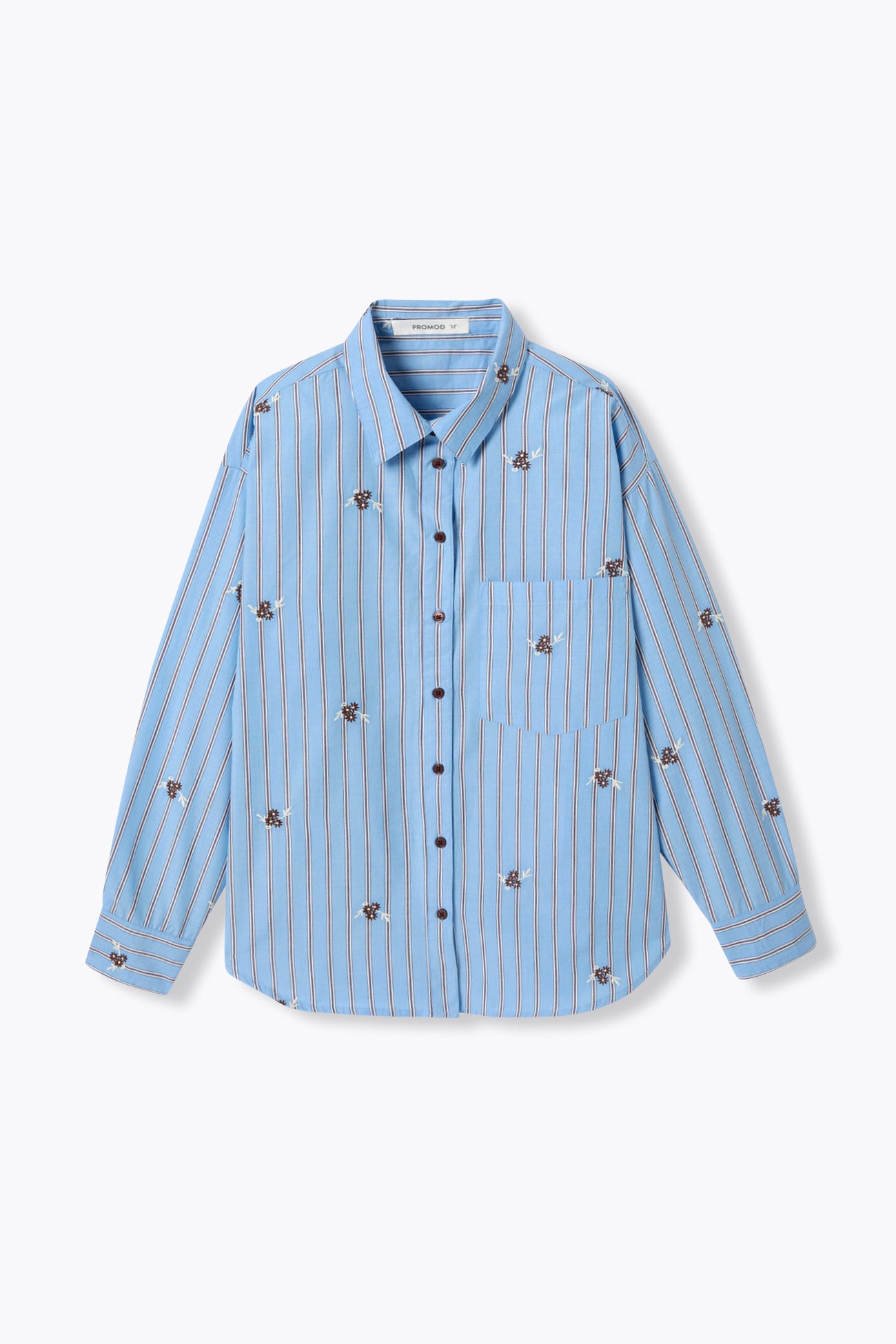 Chemise oversize rayée brodée - Rayé bleu – Image 7