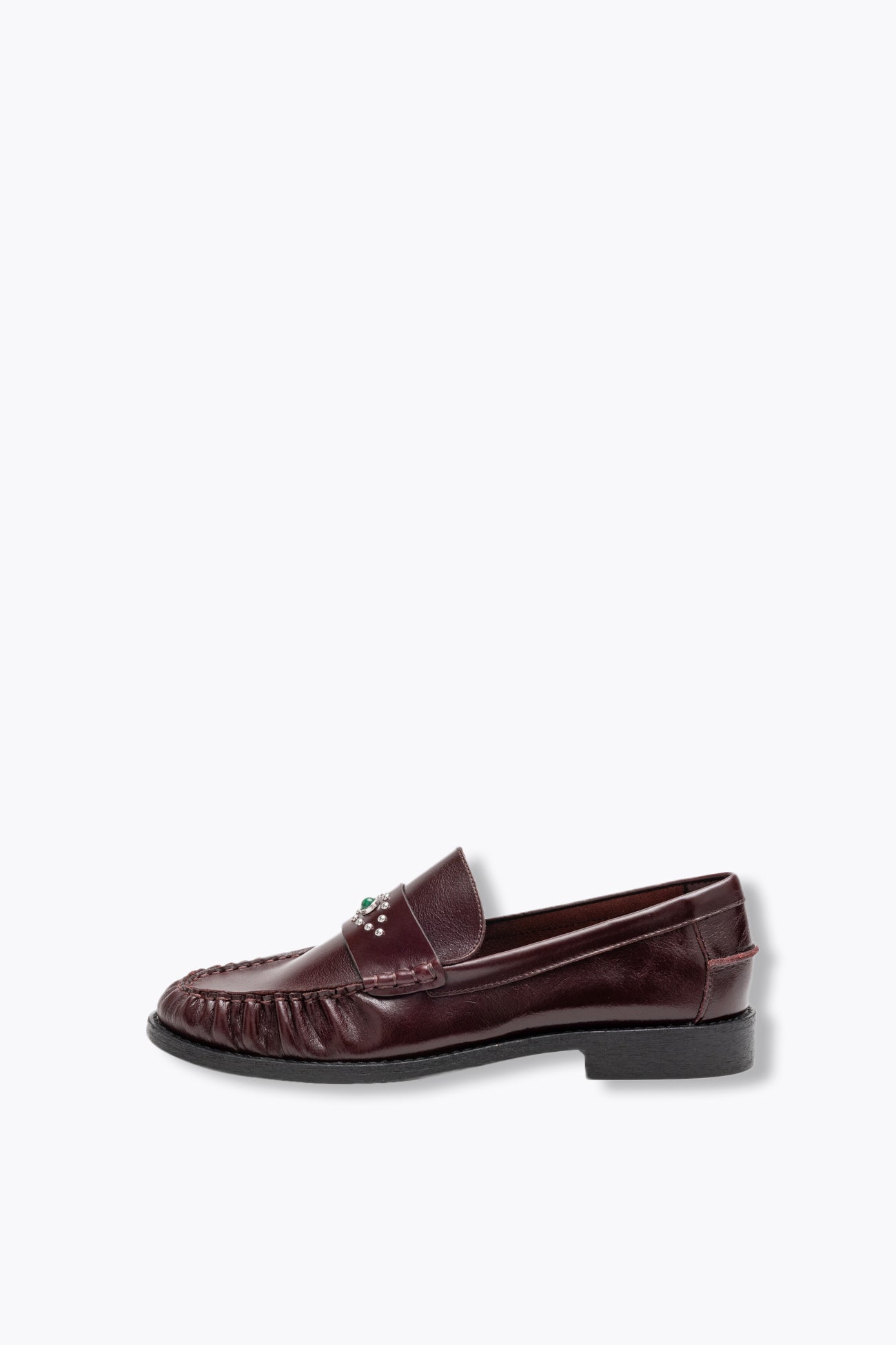 Mocassins à clou en cuir Femme - Bordeaux – Image 2