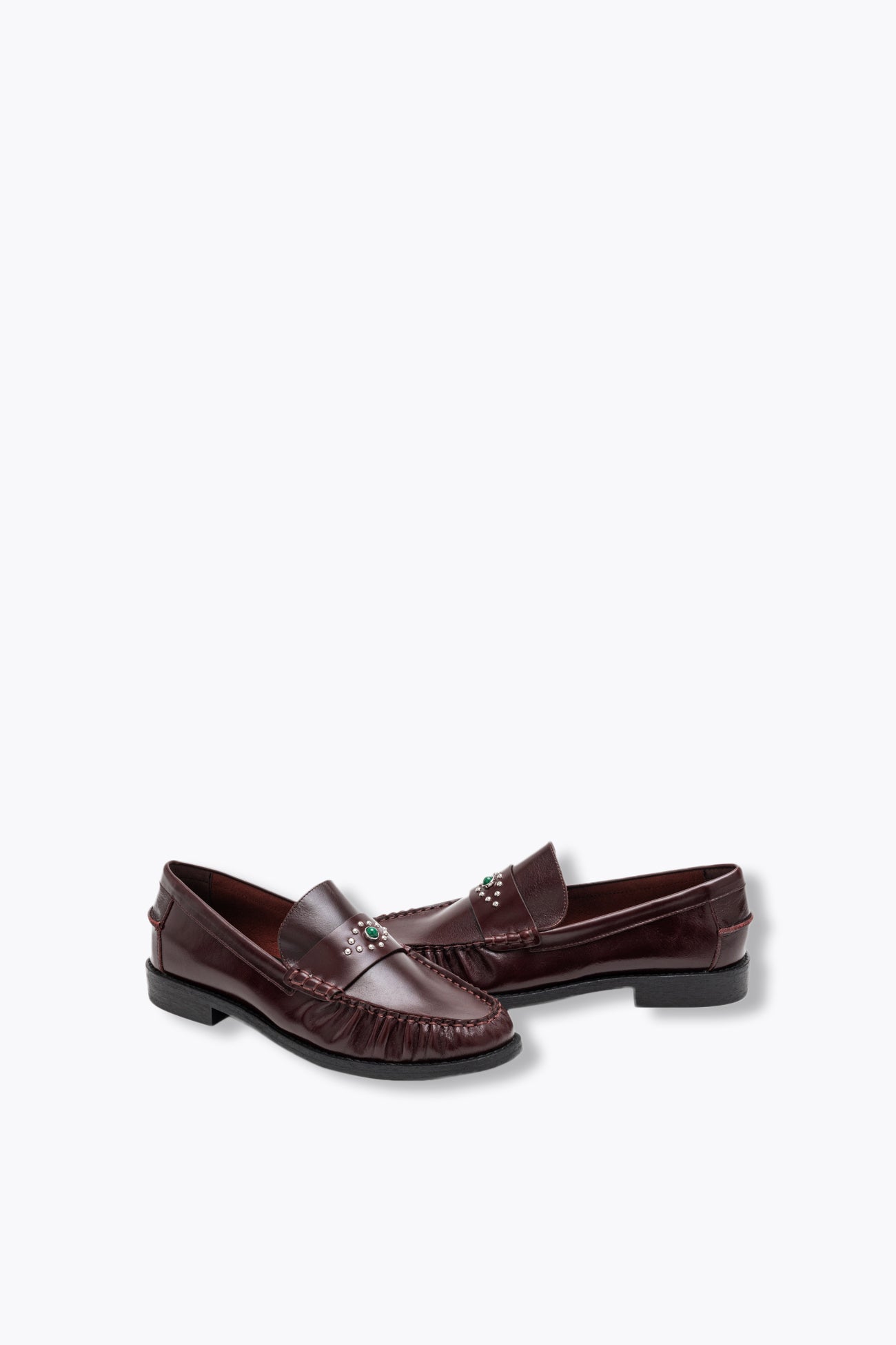 Mocassins à clou en cuir Femme - Bordeaux – Image 4