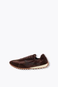Baskets en cuir et toile Femme – Marron