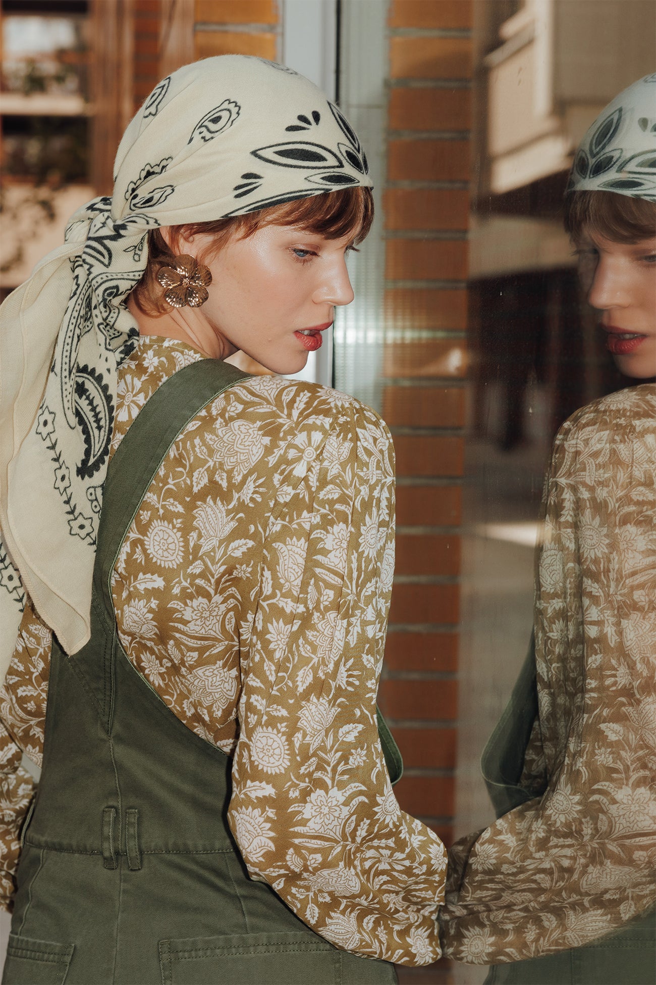 Foulard carré en laine Femme - Ecru
