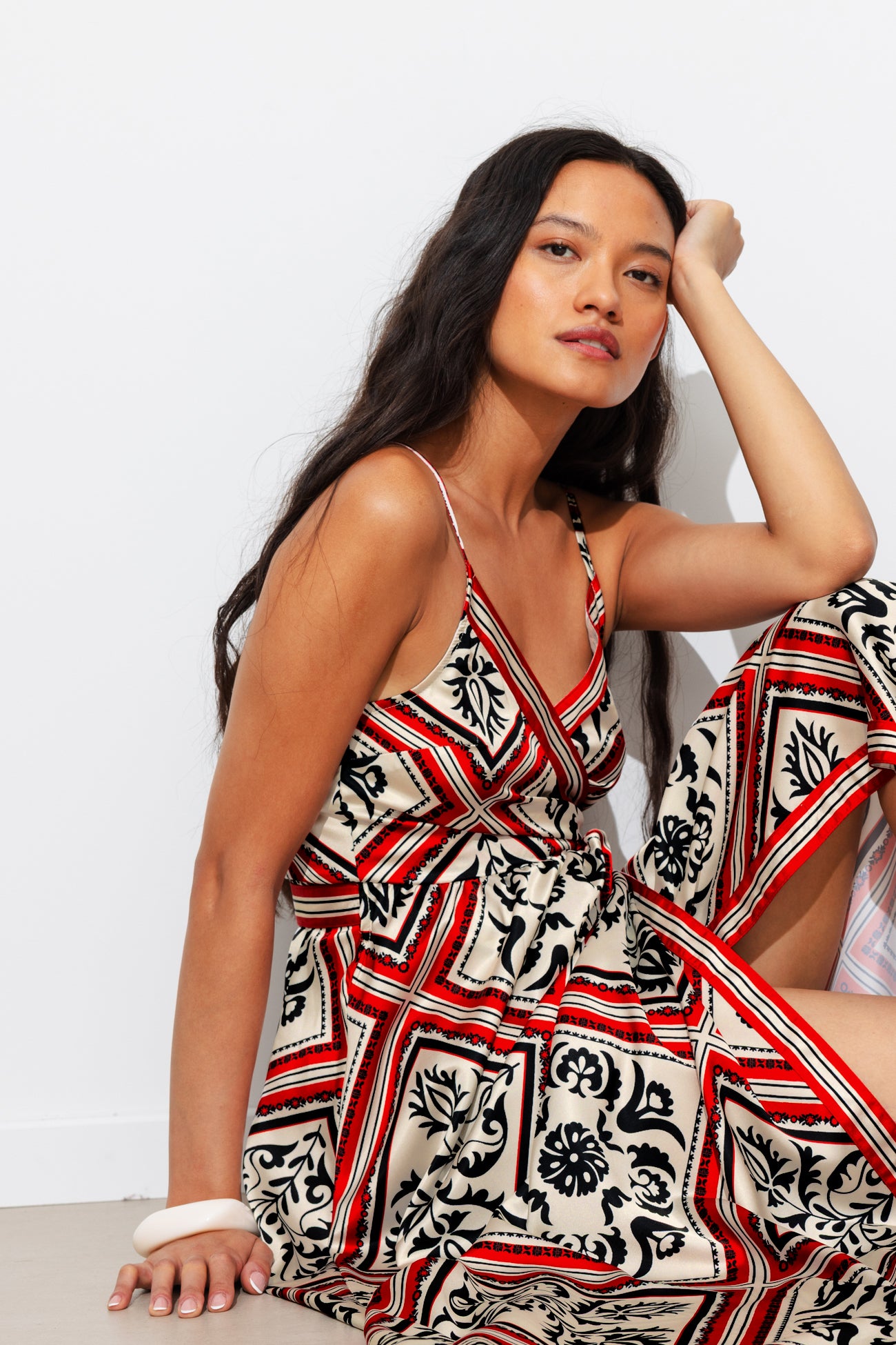 Robe longue imprimée Femme - Imprimé rouge – Image 2