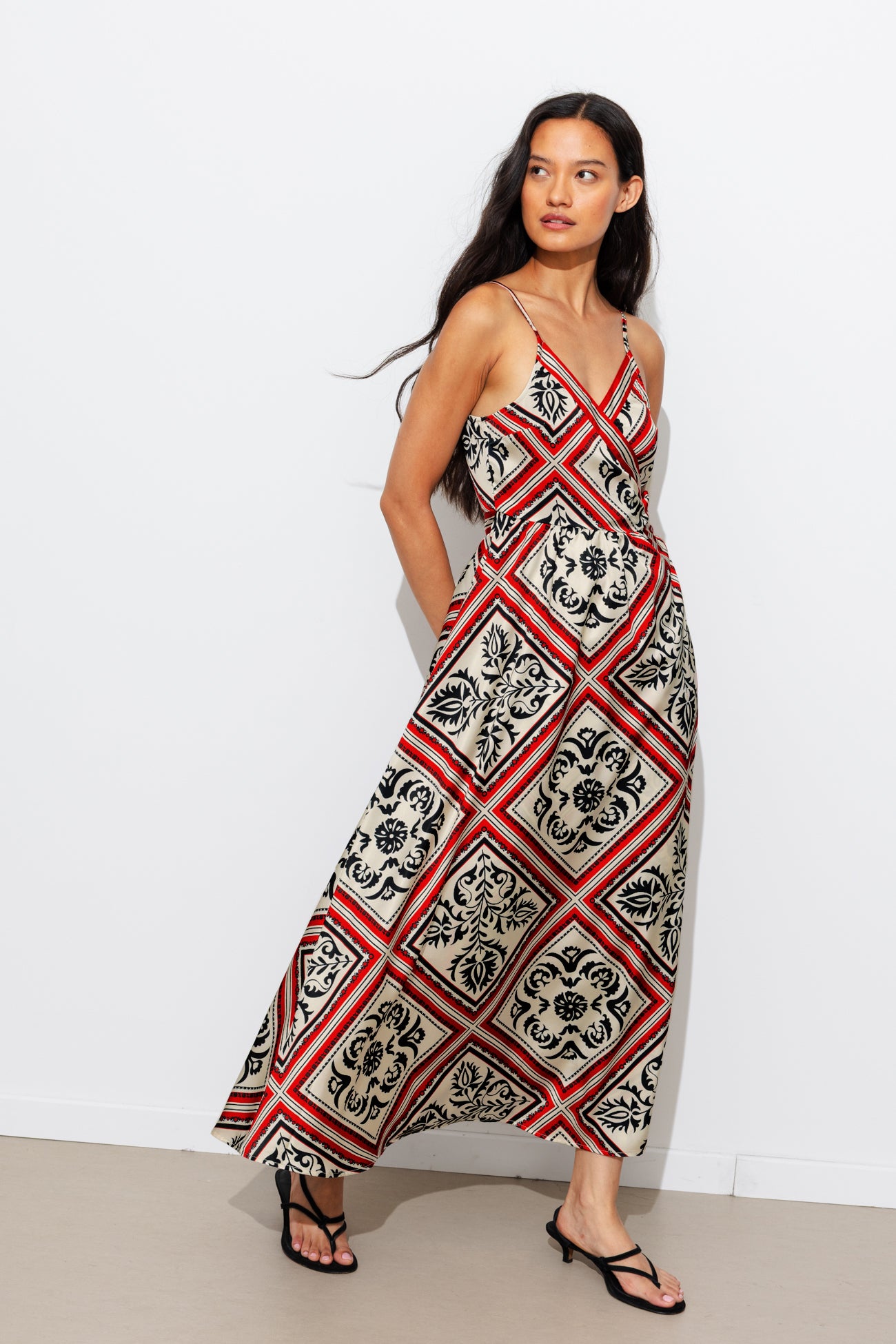 Robe longue imprimée Femme - Imprimé rouge